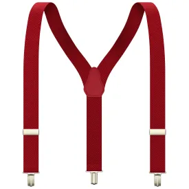 True Red Slim Suspenders for Men & Women Boys & Girls Y-back Shape 1 inch wide