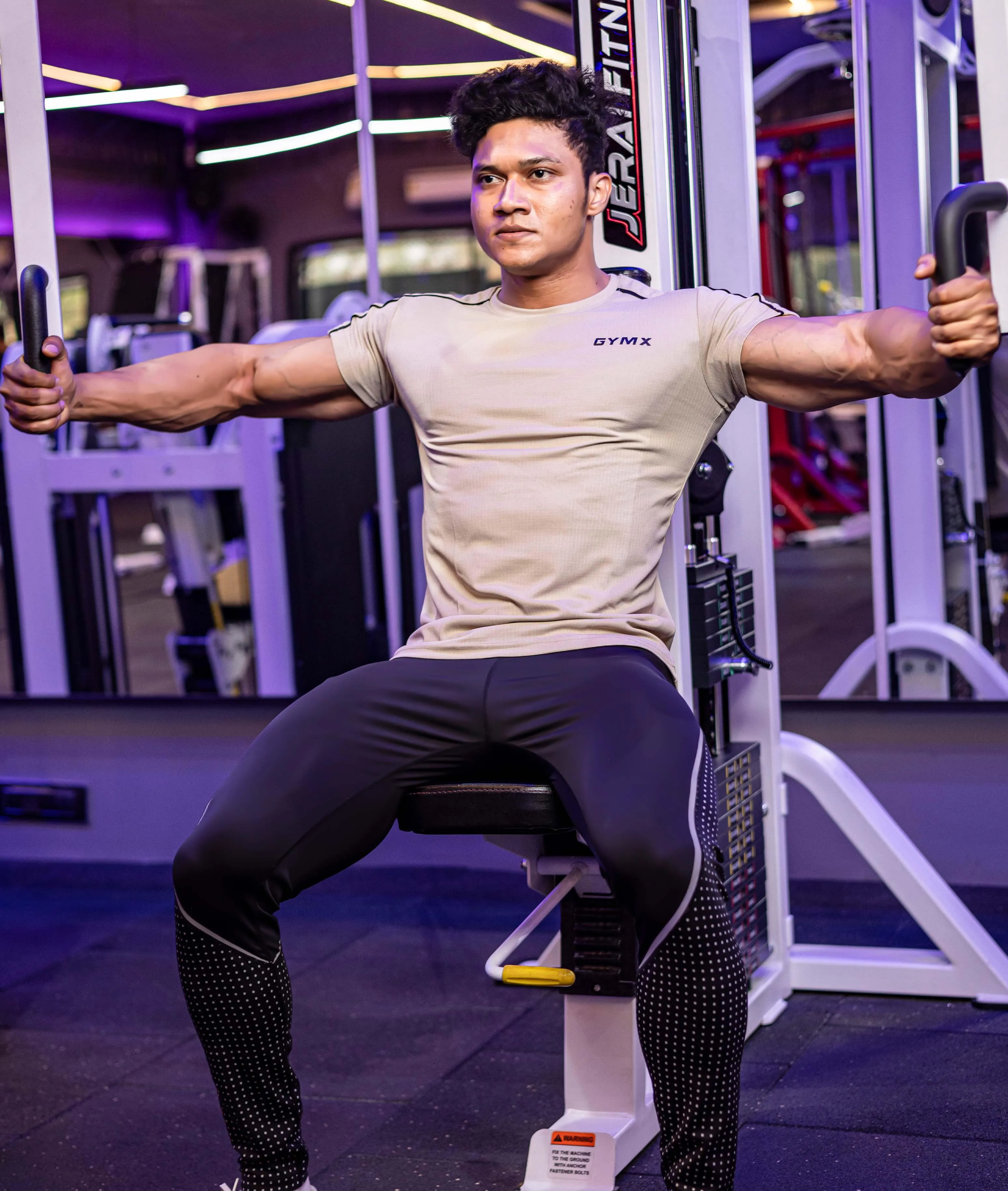 Active Air Checks GymX Tee: Elite Beige - Sale