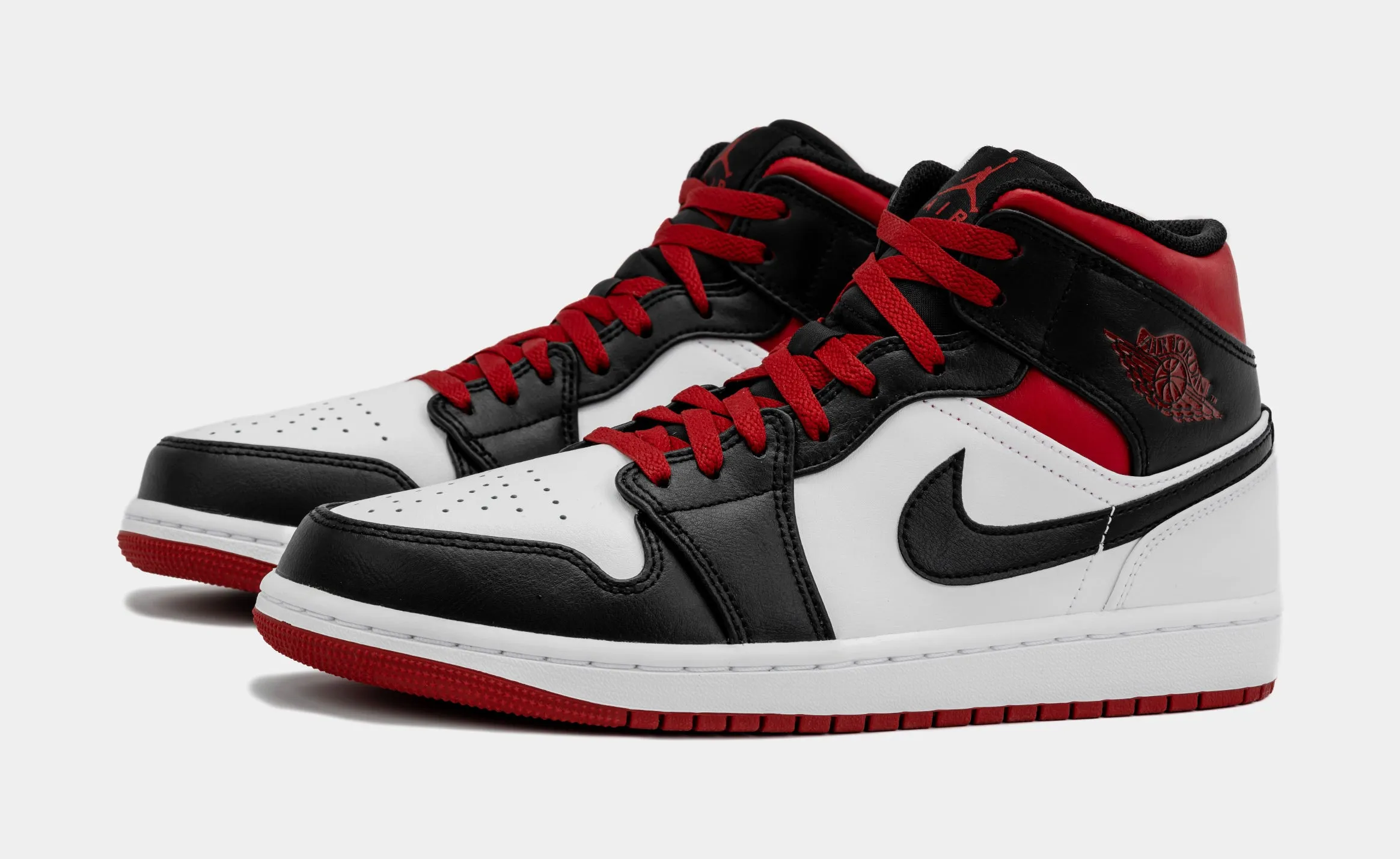 Air Jordan 1 Retro Mid Gym Red Mens Lifestyle Shoes (Black/Red)