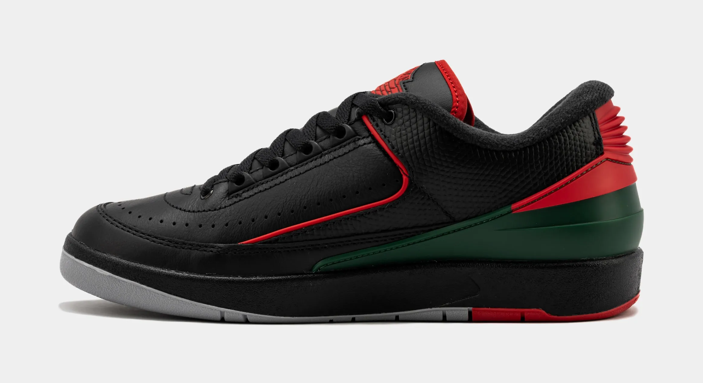 Air Jordan 2 Retro Low Christmas Mens Lifestyle Shoes (Black/Fire Red/Cement Grey)