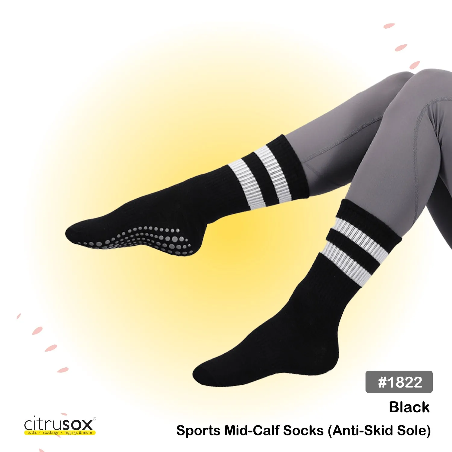 Anti-Skid Sole Duo Stripe Sports Mid-Calf Socks