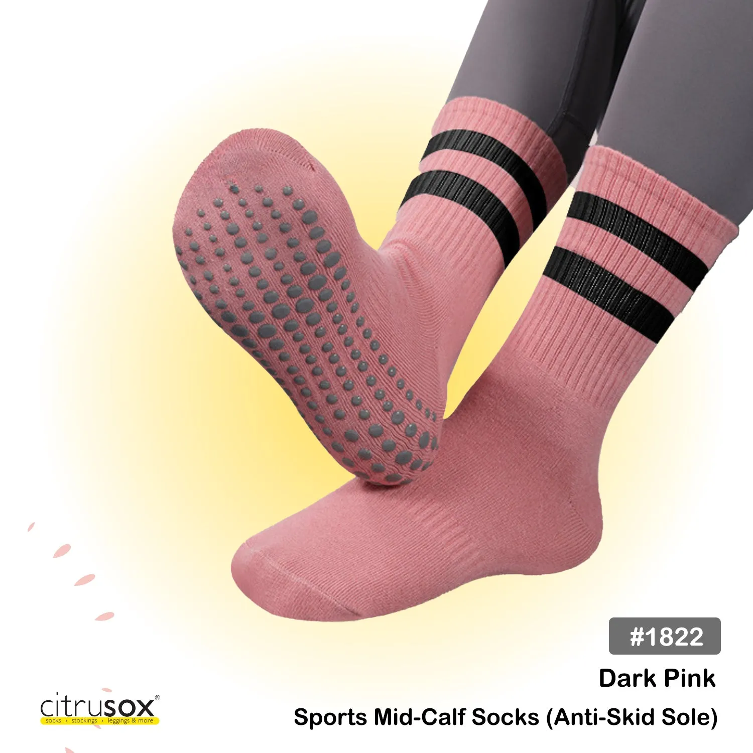 Anti-Skid Sole Duo Stripe Sports Mid-Calf Socks