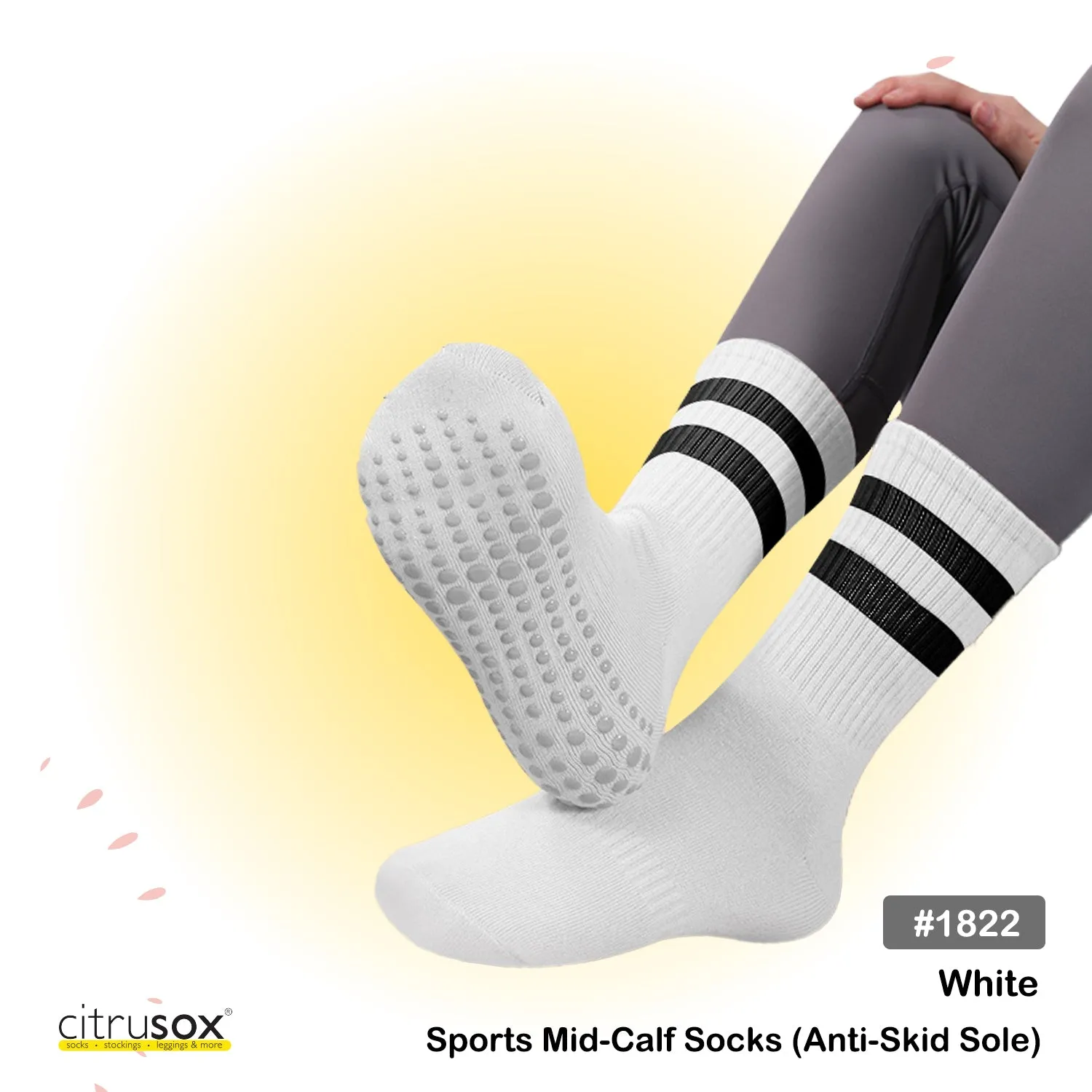 Anti-Skid Sole Duo Stripe Sports Mid-Calf Socks