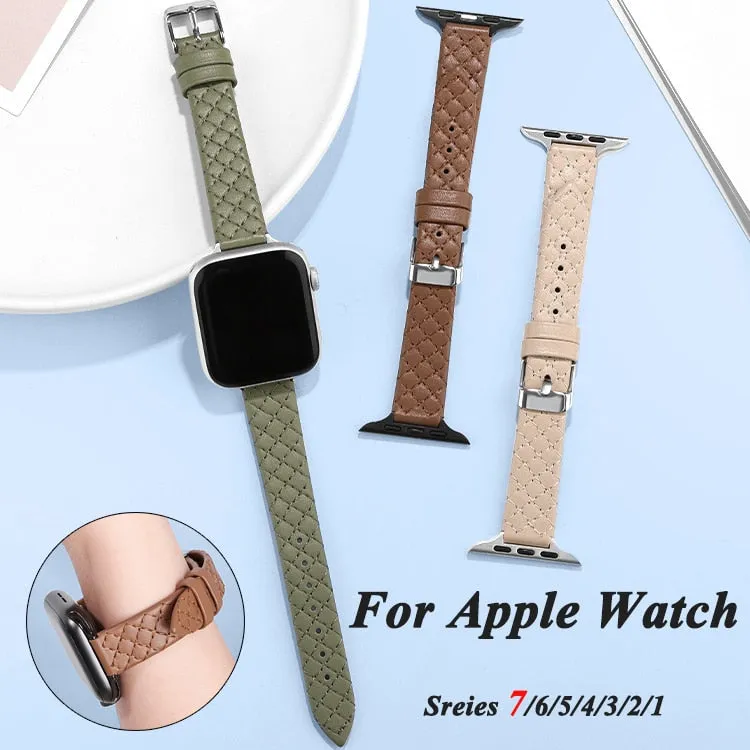 Apple Watch Band Series 7 6 5 4 Stylish Leather Bracelet for iWatch 38mm 40mm 41mm 42mm 44mm 45mm Wristband |Watchband|