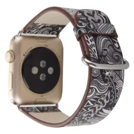 Apple Watch Leather Flower Print Band Strap Series