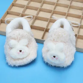 Baby Moo 3D Bunny Soft Slip-On Anti-Skid Plush Warm Booties - Cream