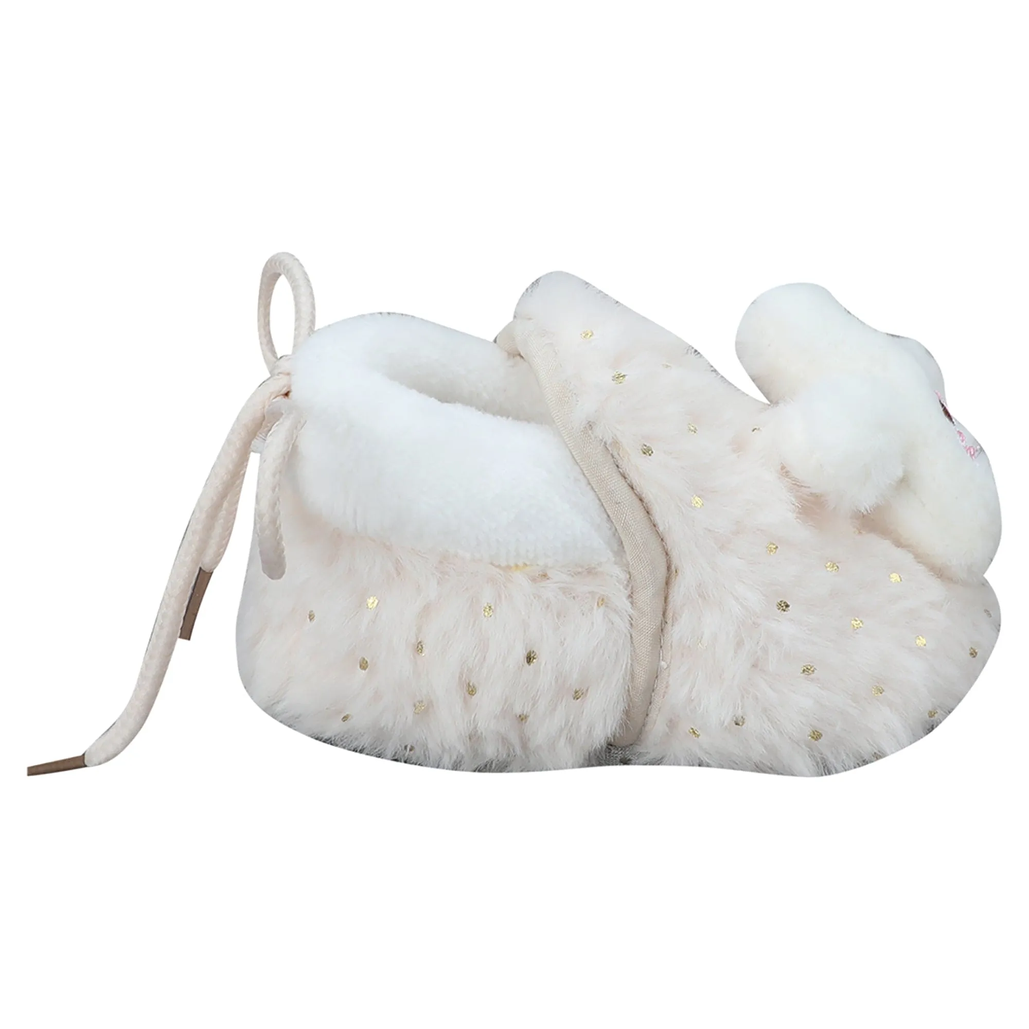 Baby Moo 3D Bunny Soft Slip-On Anti-Skid Plush Warm Booties - Cream