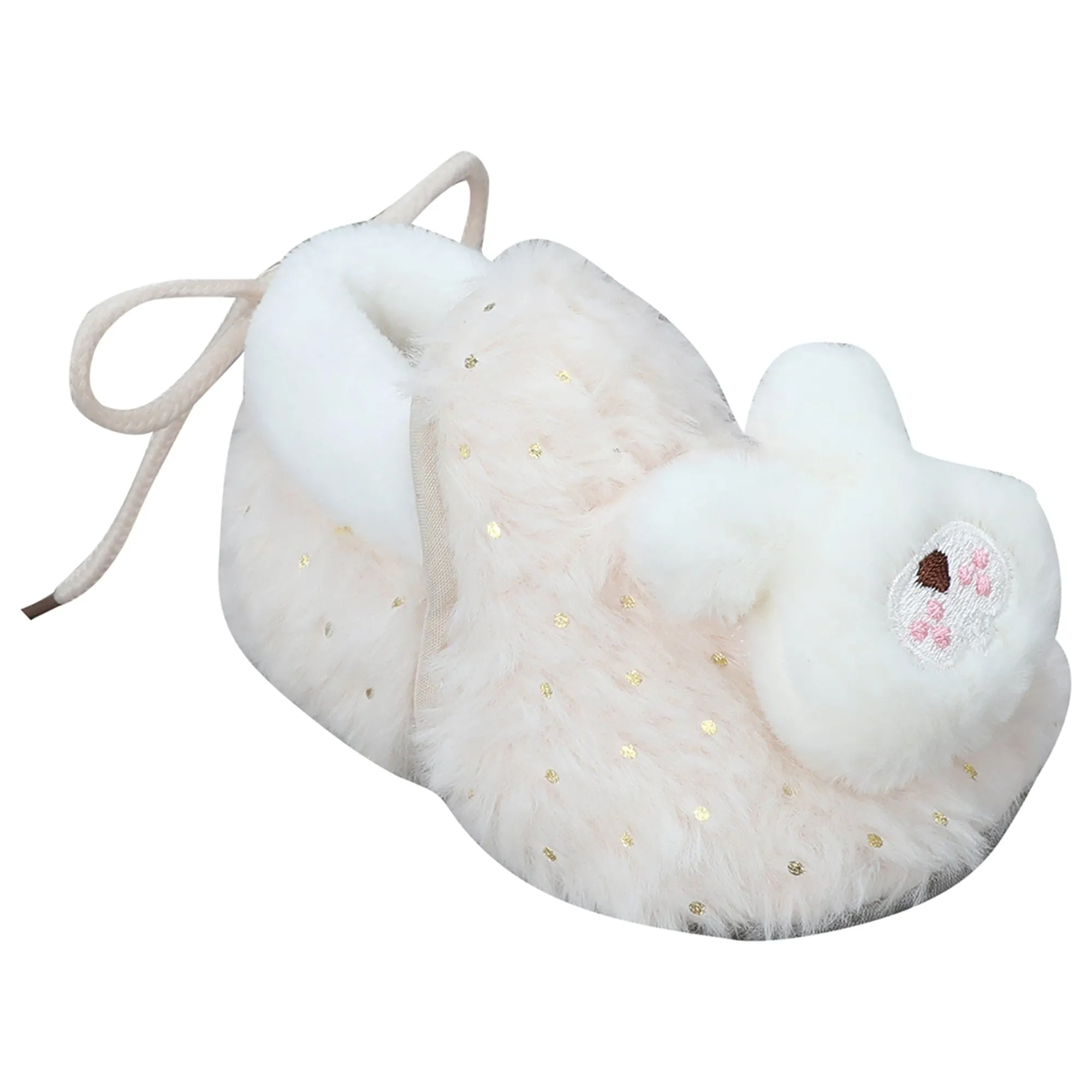 Baby Moo 3D Bunny Soft Slip-On Anti-Skid Plush Warm Booties - Cream