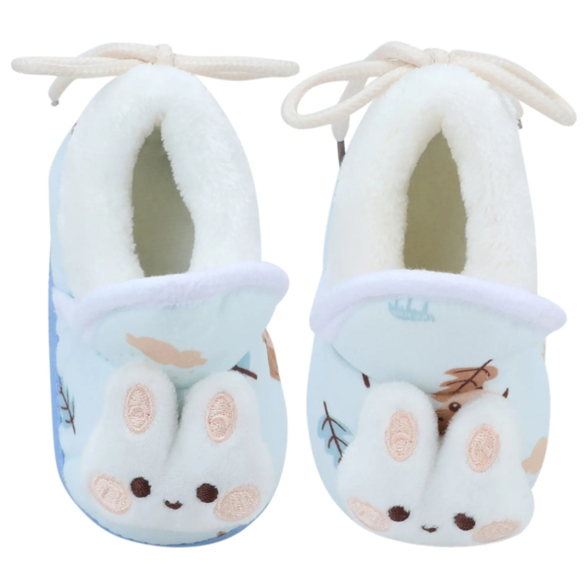 Baby Moo 3D Hunny Bunny Soft Slip-On Anti-Skid Plush Warm Booties - Blue