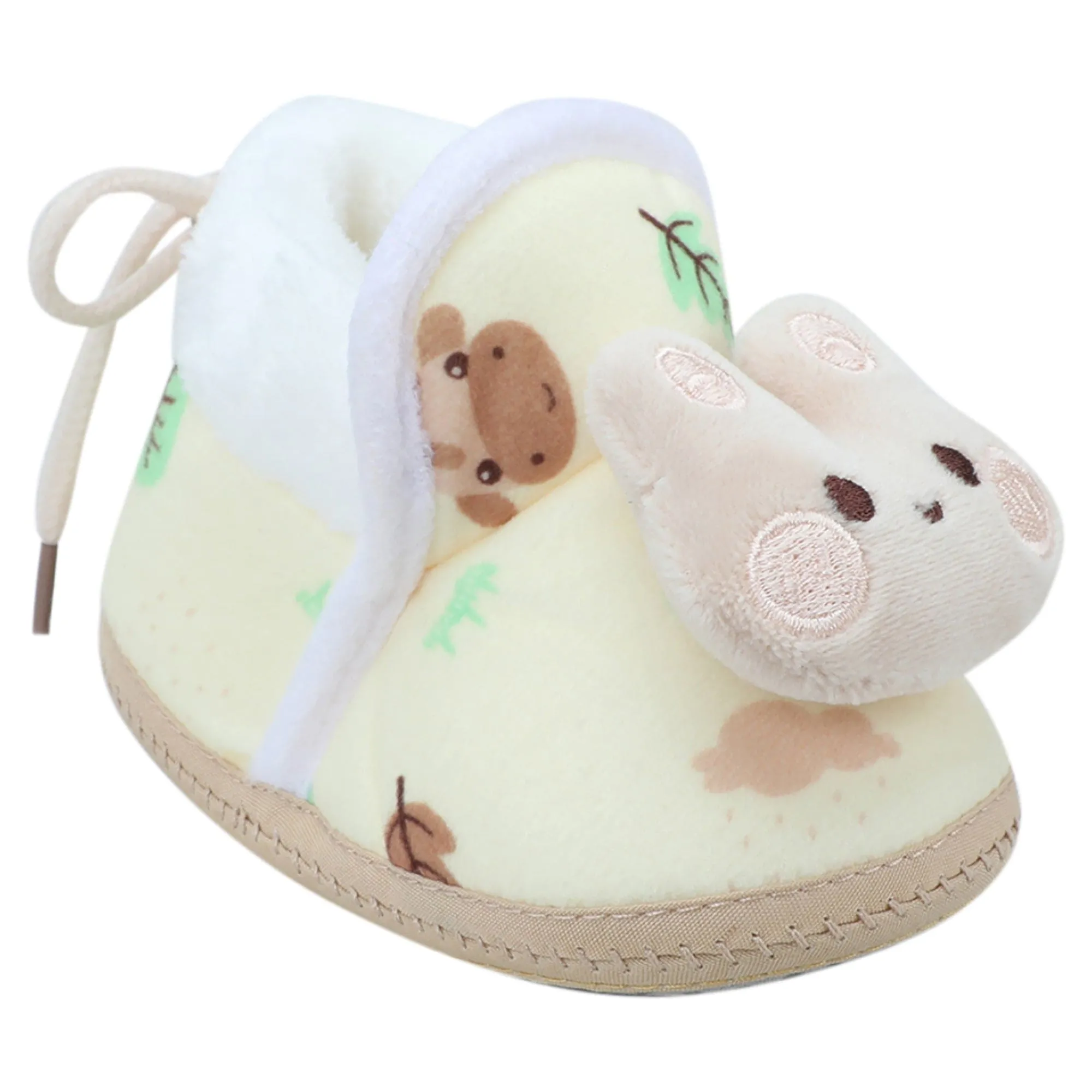 Baby Moo 3D Hunny Bunny Soft Slip-On Anti-Skid Plush Warm Booties - Yellow