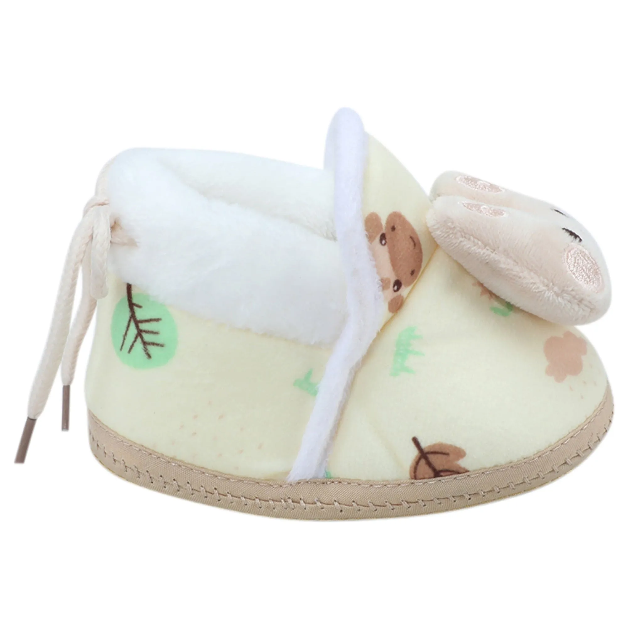 Baby Moo 3D Hunny Bunny Soft Slip-On Anti-Skid Plush Warm Booties - Yellow