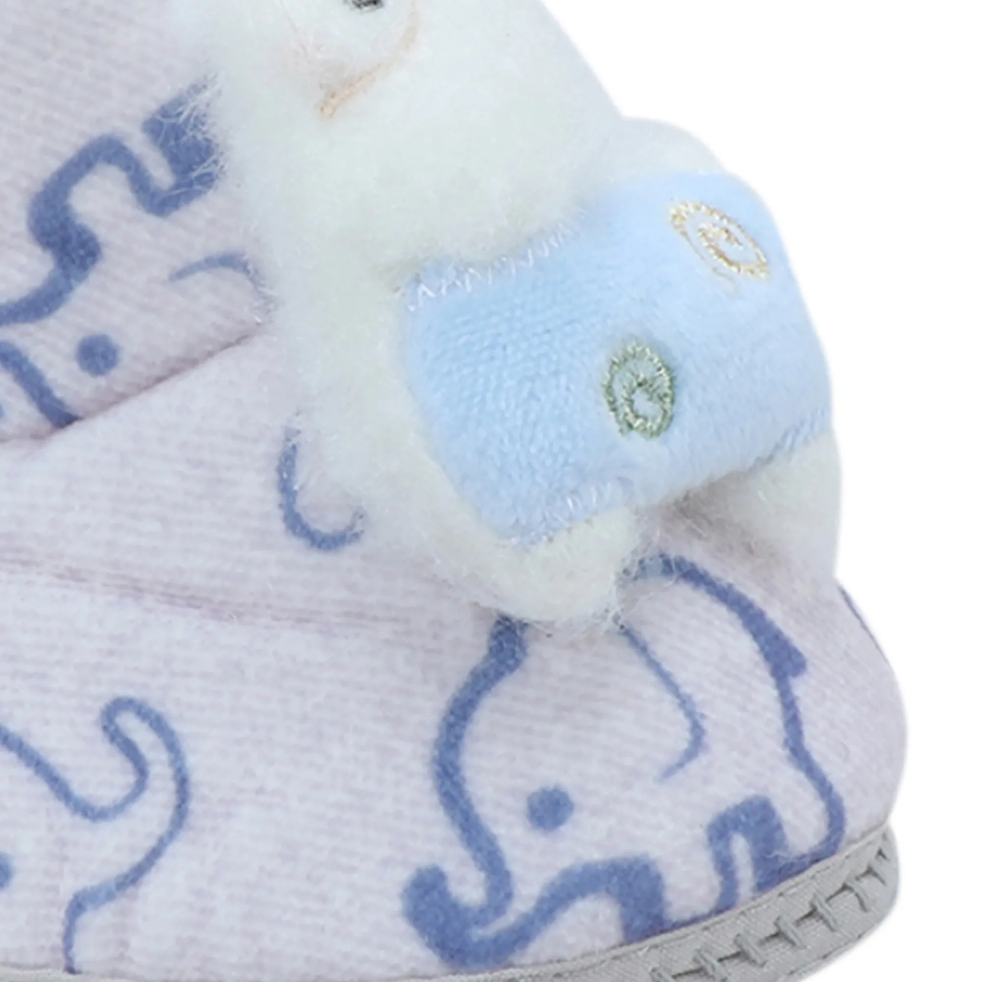 Baby Moo 3D Llama Elephant Prints Soft Slip-On Anti-Skid Plush Warm Booties - Blue