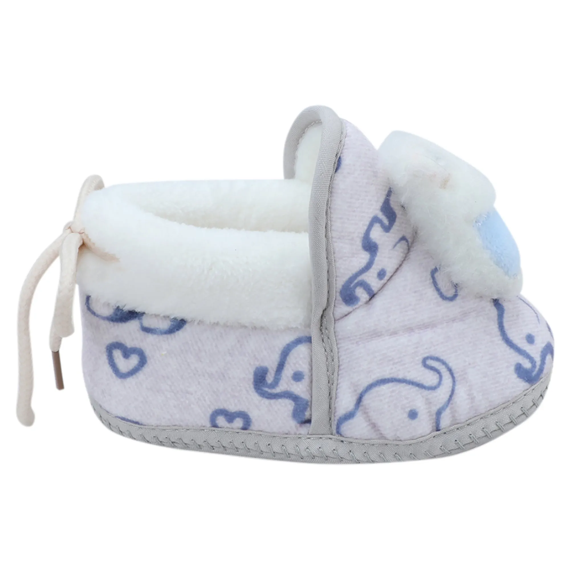 Baby Moo 3D Llama Elephant Prints Soft Slip-On Anti-Skid Plush Warm Booties - Blue