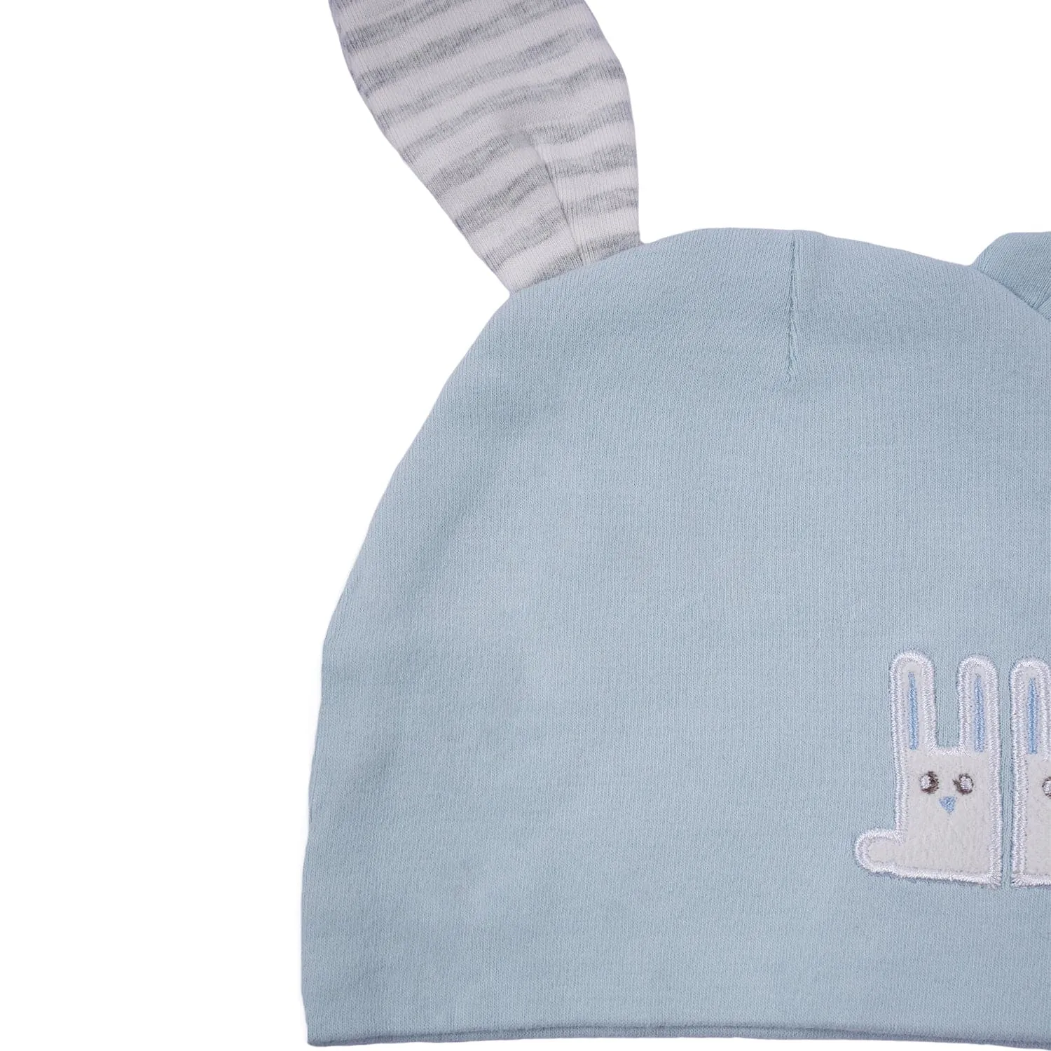 Baby Moo Big Bunny Ears All Season Stretchable Hosiery Warm 3D Beanie Cap - Blue