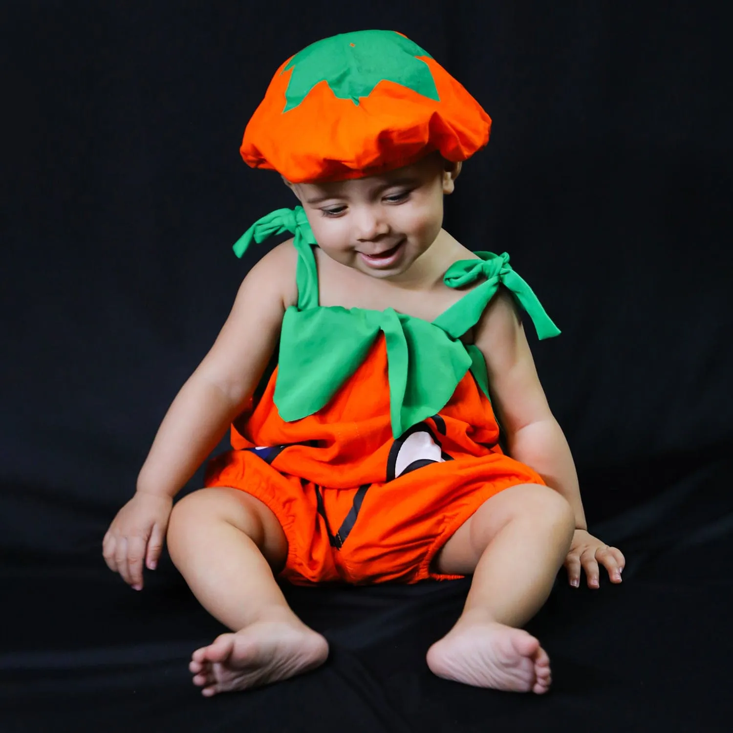 Baby Moo Orange Fruit Themed Costume 2pcs Cap And Fancy Dress - Orange