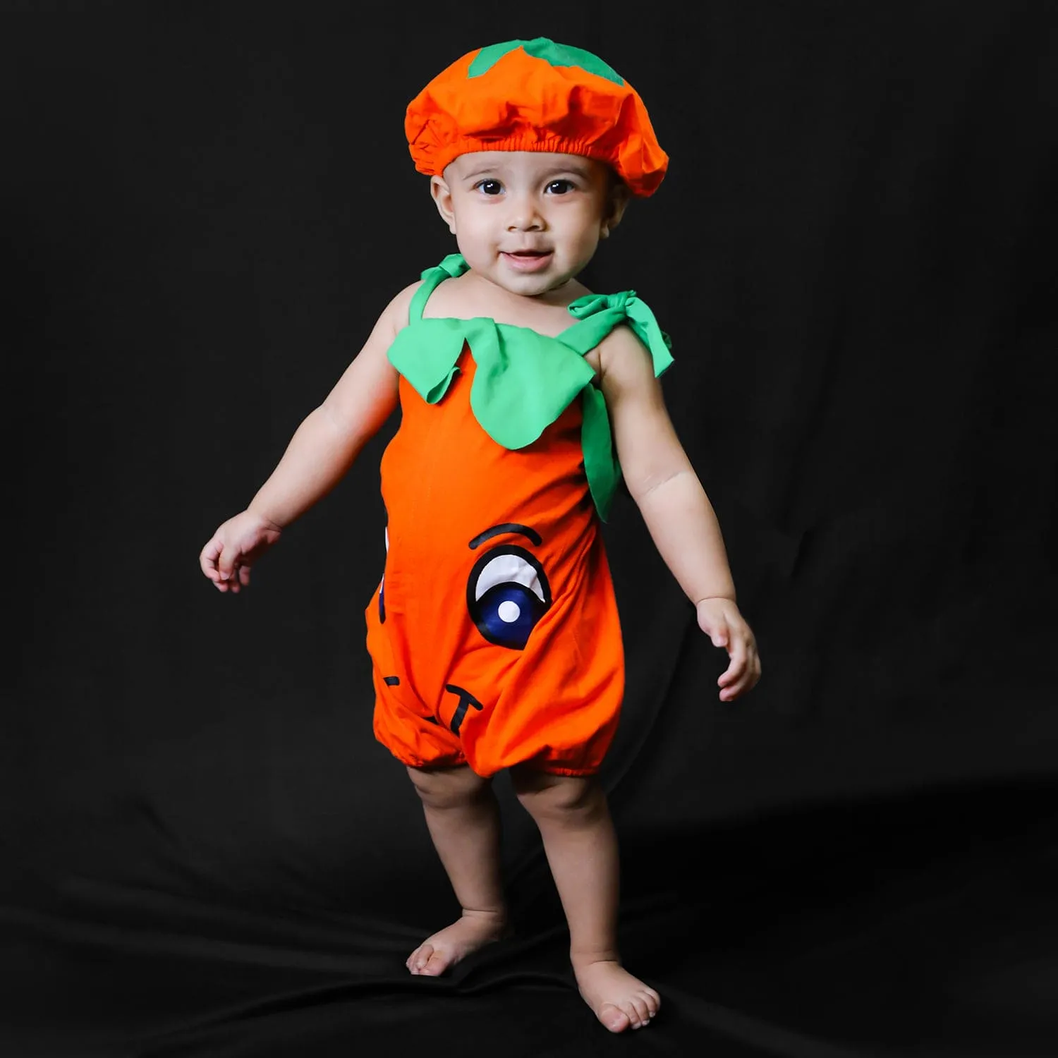 Baby Moo Orange Fruit Themed Costume 2pcs Cap And Fancy Dress - Orange