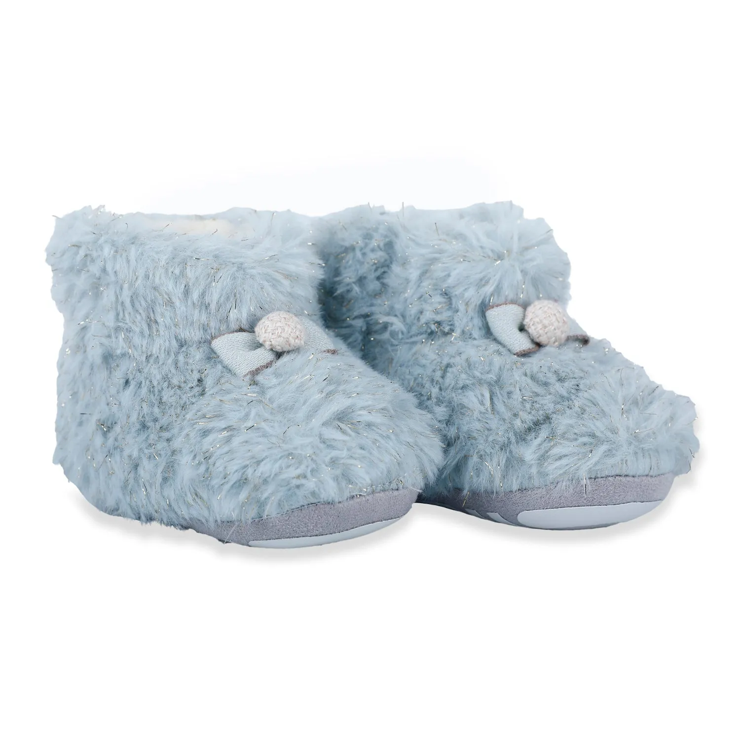 Baby Moo Papa's Angel Velcro Warm Furry Booties - Blue