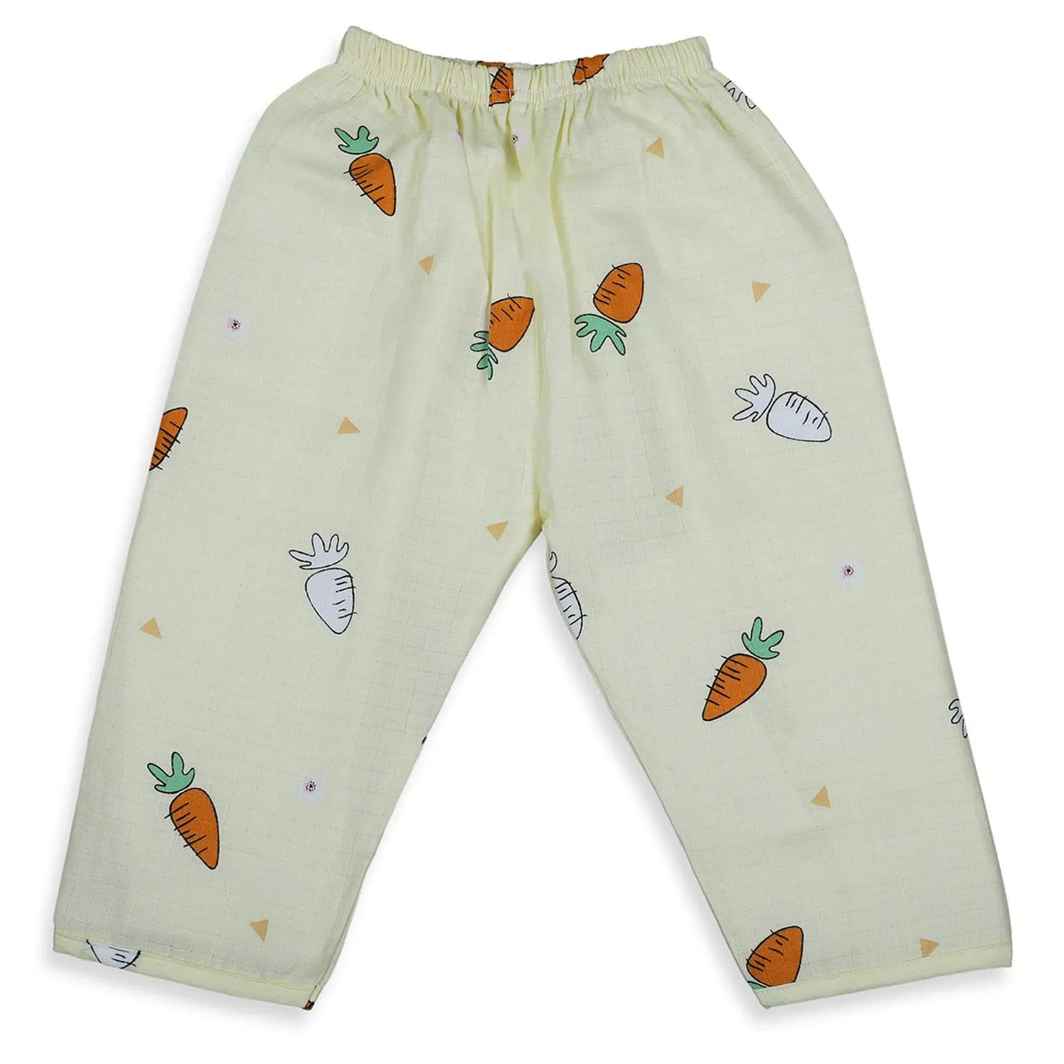 Baby Moo Rabbits Eat Carrots Shirt And Pyjama Night Suit - Yellow