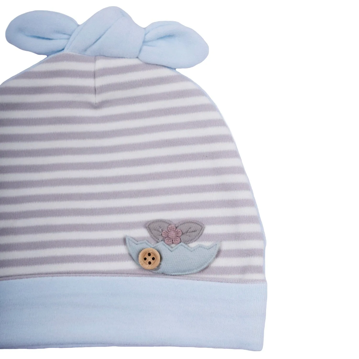 Baby Moo Striped All Season Stretchable Hosiery Warm 3D Beanie Cap - Blue, Grey