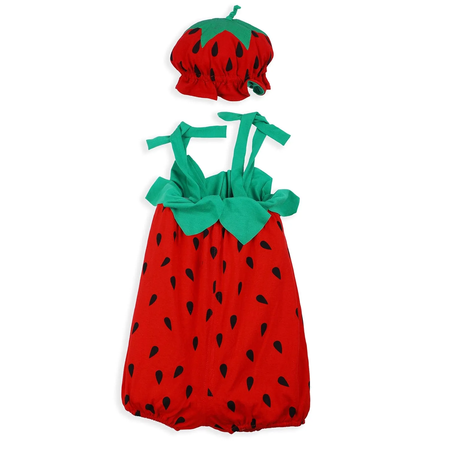 Baby Moo Stylish Strawberry Costume 2pcs Cap And Fancy Dress - Red