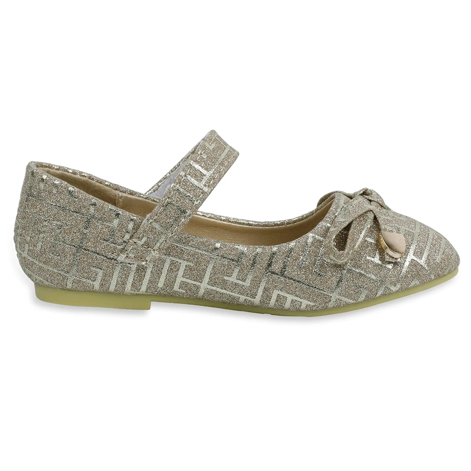 Baby Moo x Bash Kids Embellished Shimmer With Bow Mary Jane Ballerinas - Gold