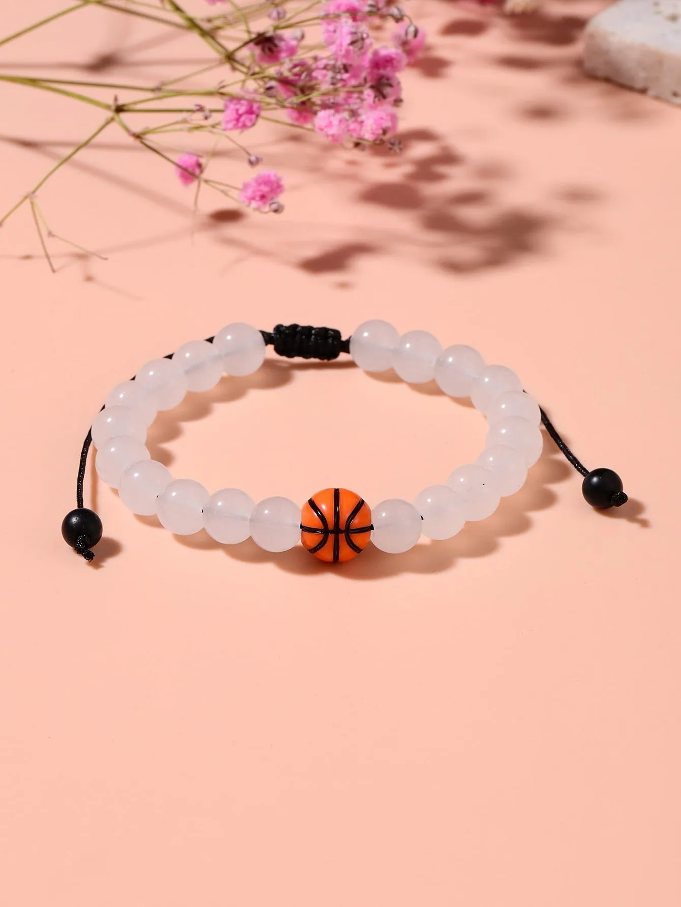 Basketball Decor Beaded Bracelet for Women Men Crafted Jewelry Stackable