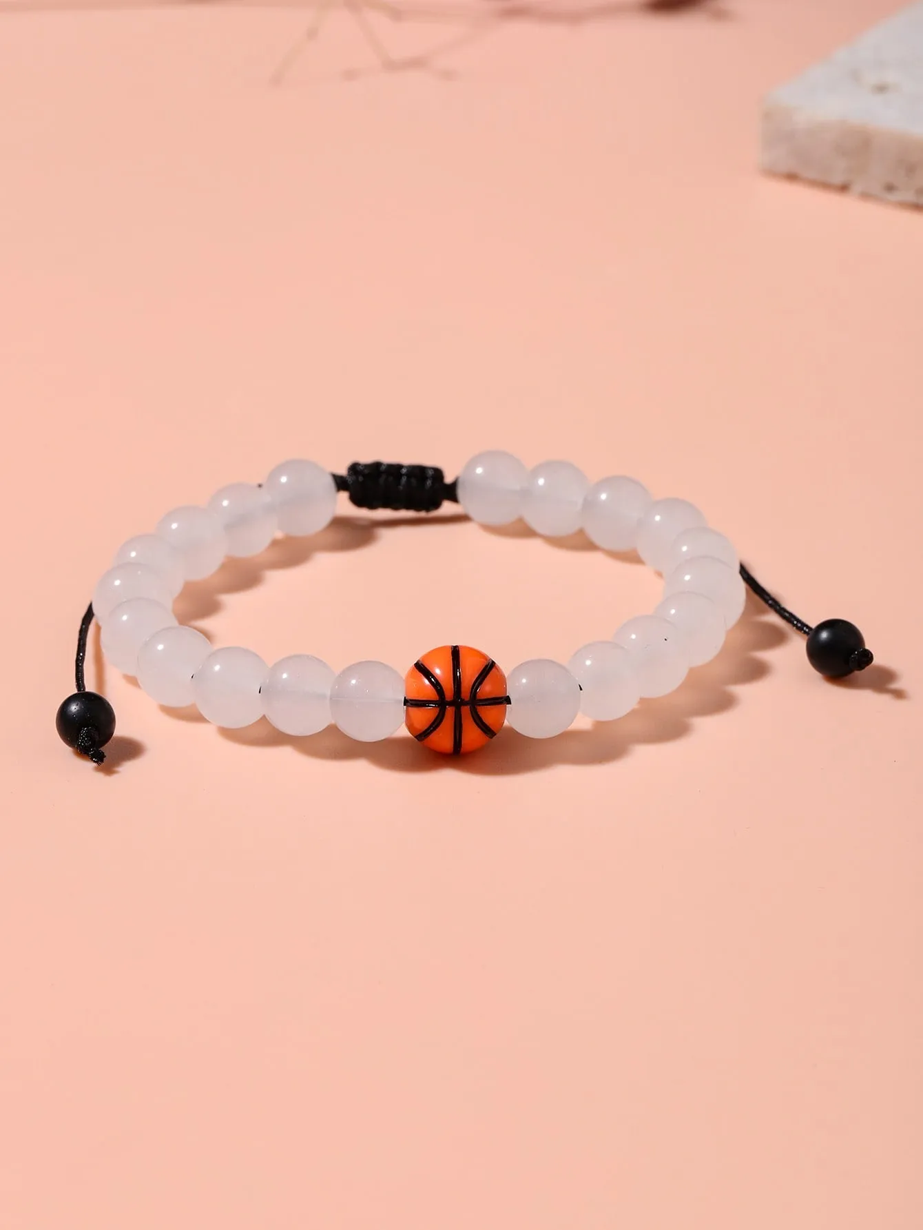 Basketball Decor Beaded Bracelet for Women Men Crafted Jewelry Stackable