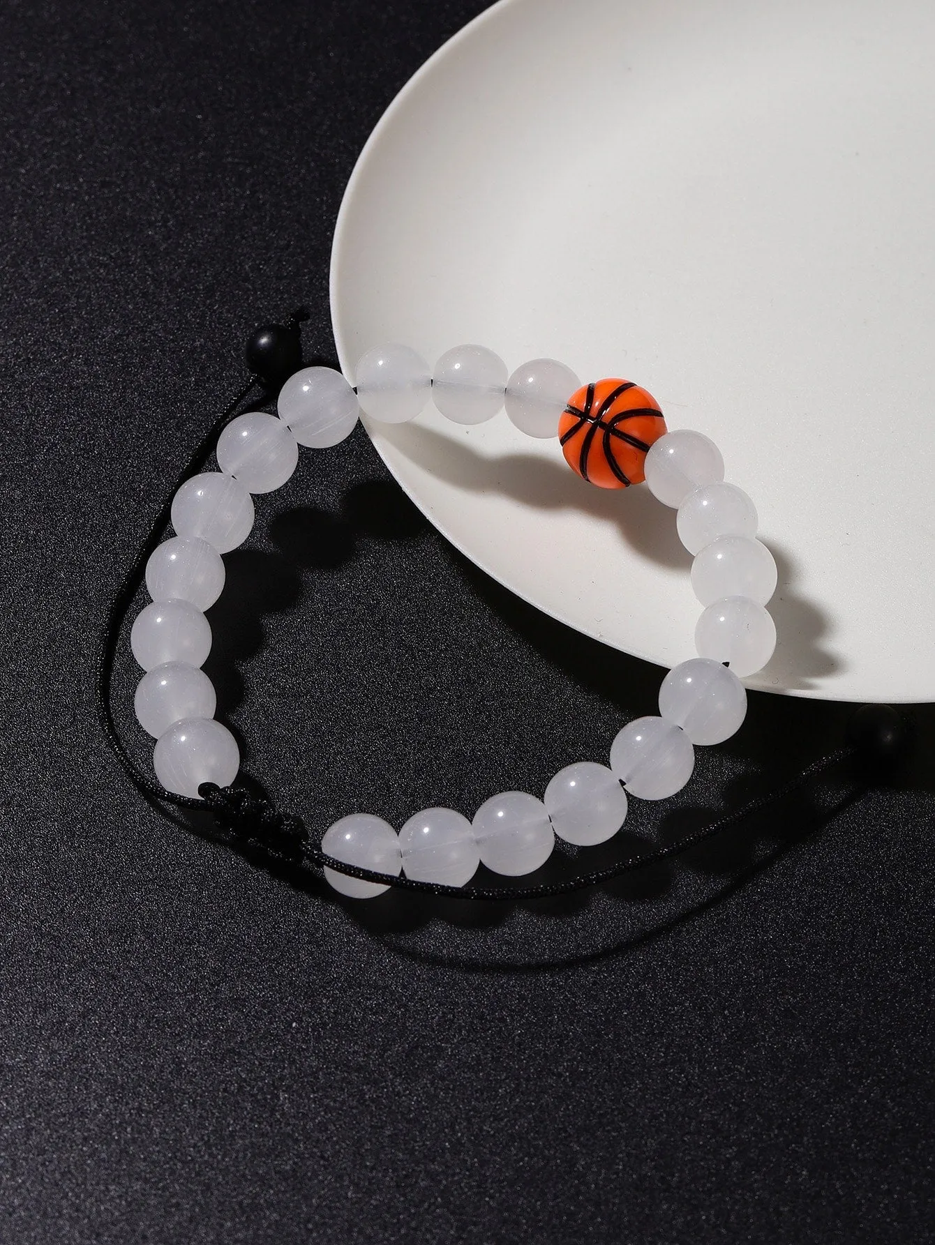 Basketball Decor Beaded Bracelet for Women Men Crafted Jewelry Stackable