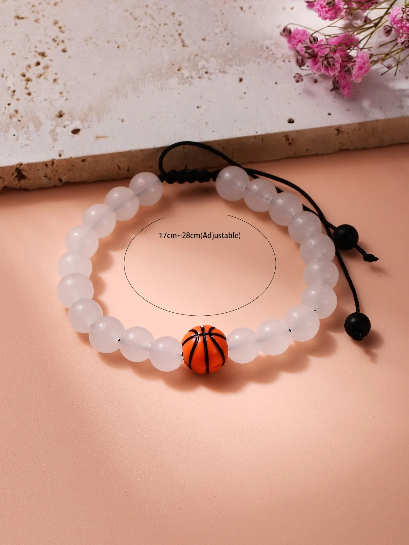 Basketball Decor Beaded Bracelet for Women Men Crafted Jewelry Stackable