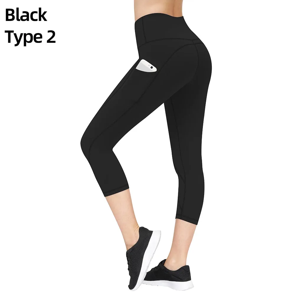 Capri Leggings Women Push Up Calf Length Yoga Pants Gym Running Fitness Sports Woman Tights Girls Active Wear Trousers