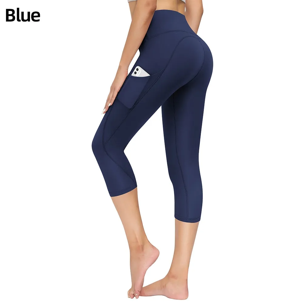 Capri Leggings Women Push Up Calf Length Yoga Pants Gym Running Fitness Sports Woman Tights Girls Active Wear Trousers