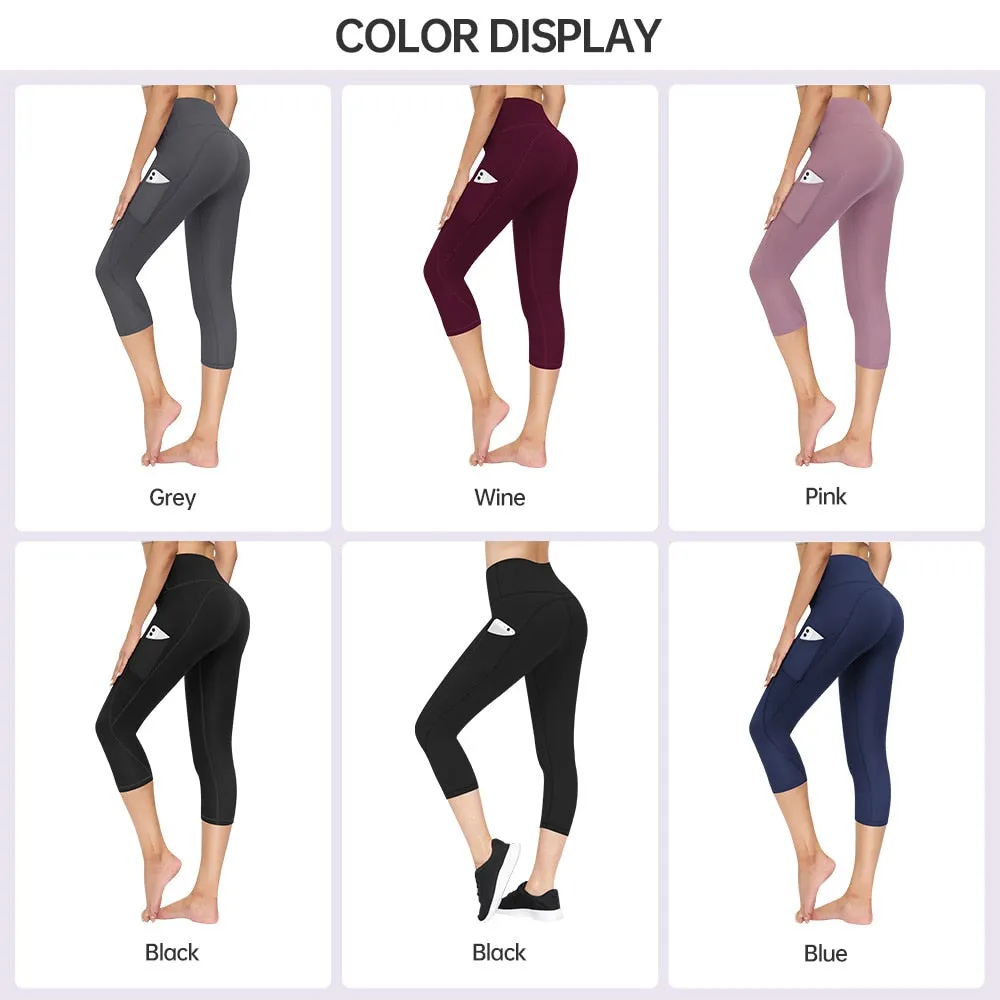 Capri Leggings Women Push Up Calf Length Yoga Pants Gym Running Fitness Sports Woman Tights Girls Active Wear Trousers