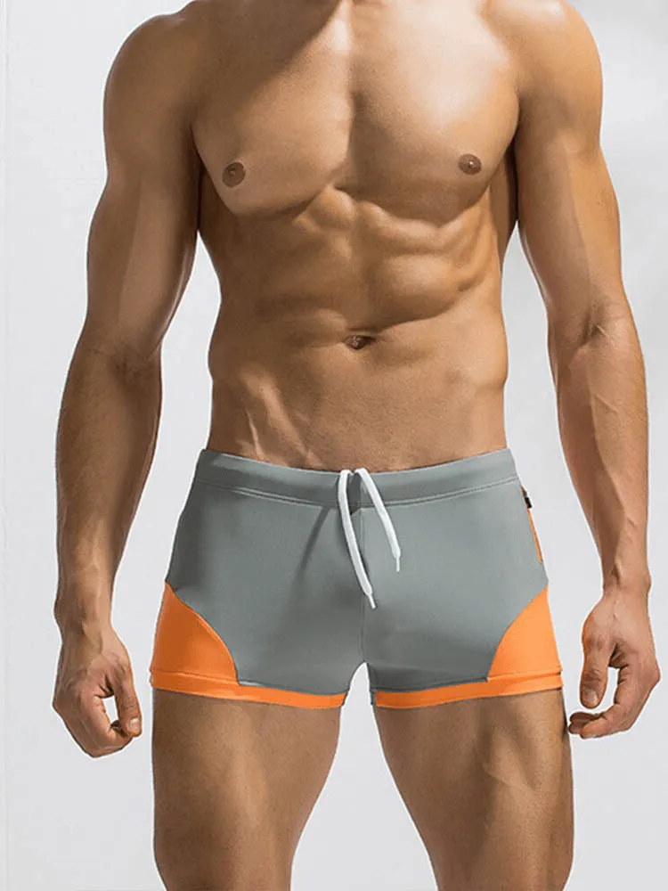 Color Block Swimming Boxer Shorts for Men / Sports Bathing Suit