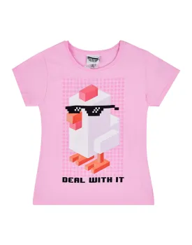 Crossy Road Girls Pink Short Sleeved T-Shirt