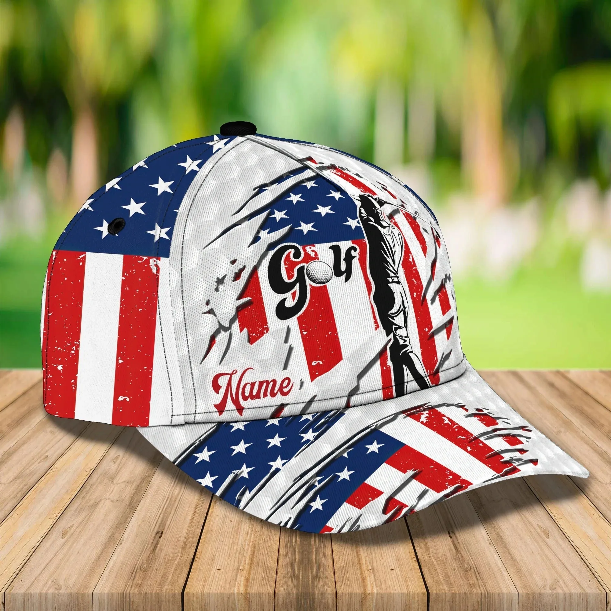 Custom Mens Golf Cap 3D, Full Printed Caps For Golf Mens, Cap For Him, Golf Caps In American Flag