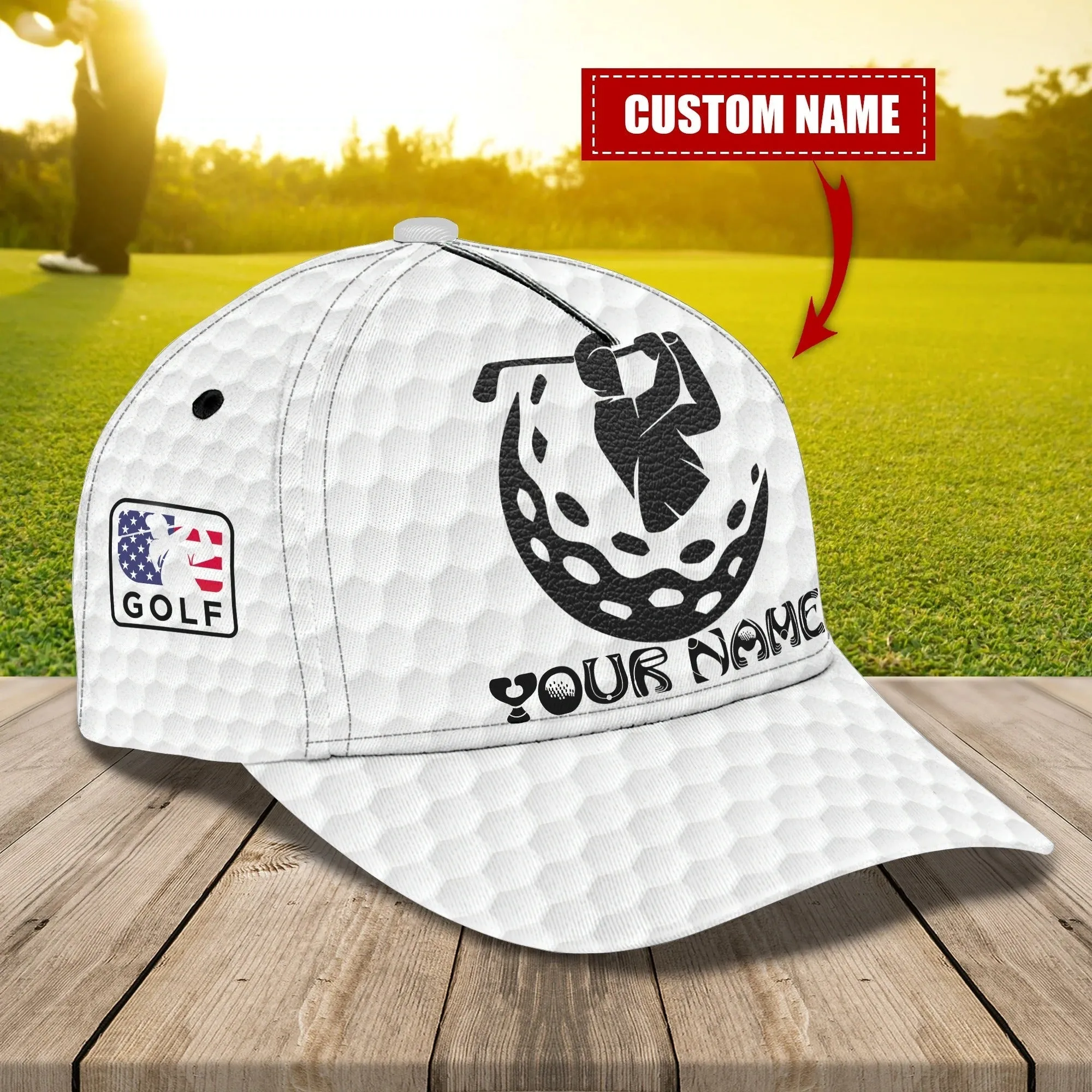 Custom Mens Golf Cap 3D, Full Printed Caps For Golf Mens, Cap For Him, Golf Caps In American Flag