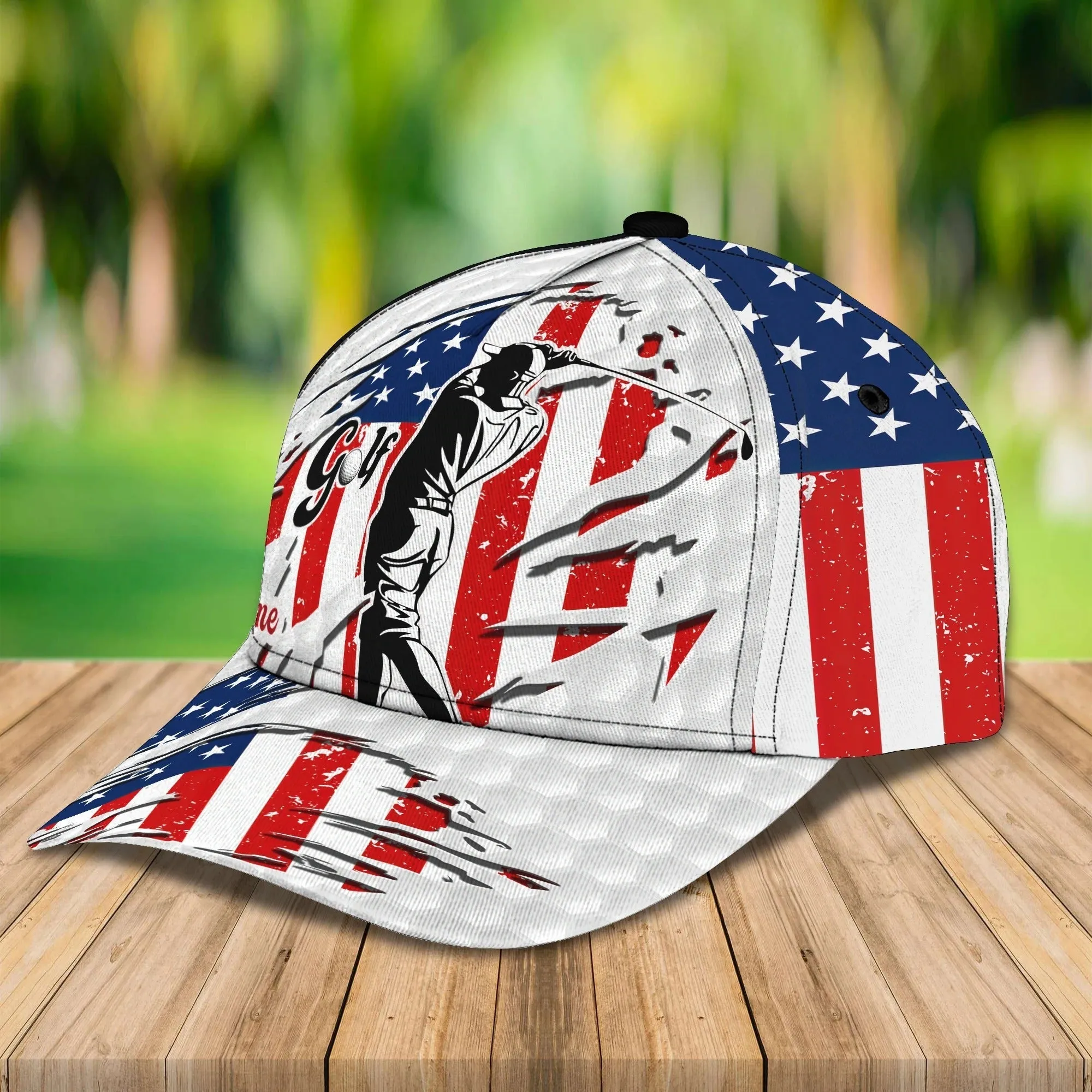 Custom Mens Golf Cap 3D, Full Printed Caps For Golf Mens, Cap For Him, Golf Caps In American Flag