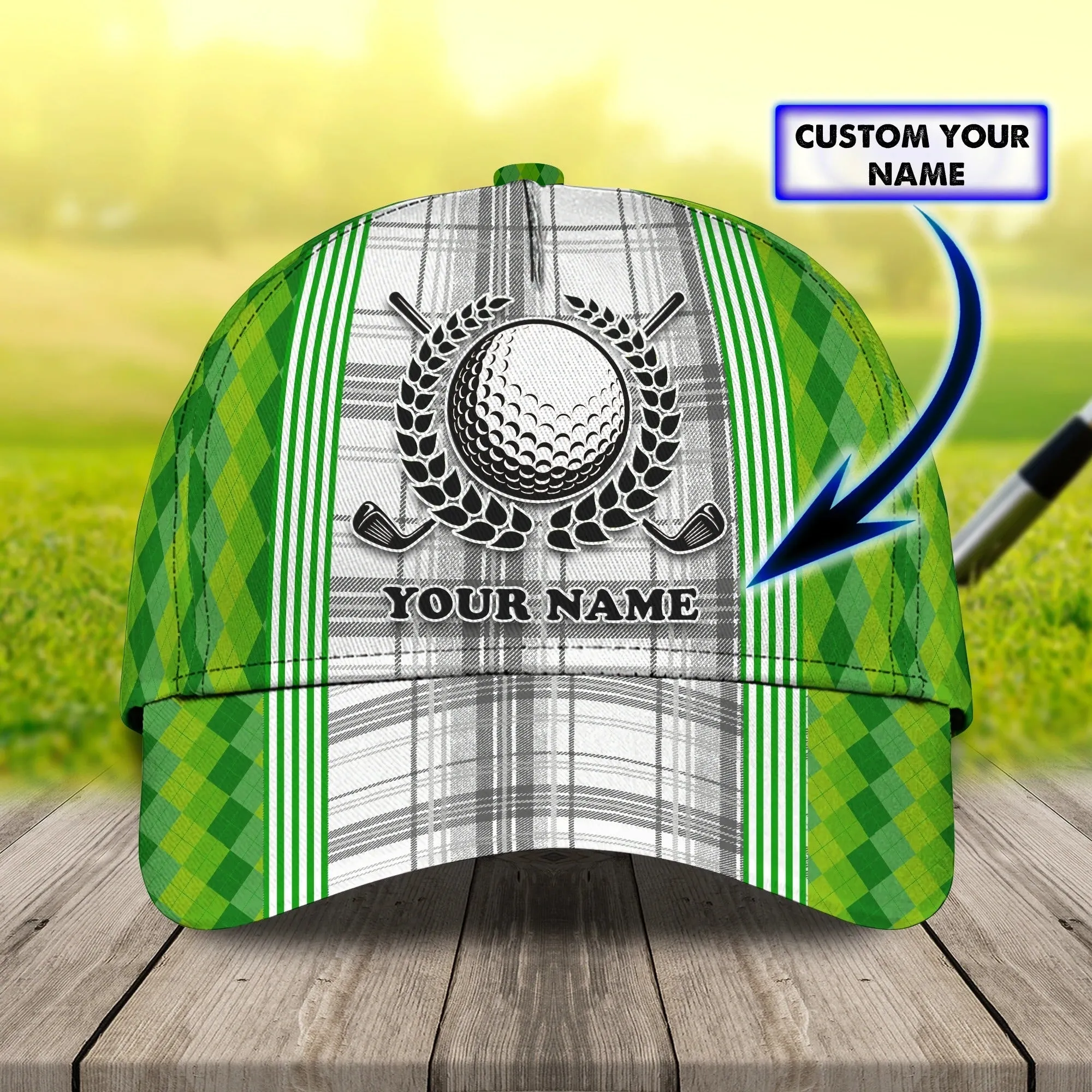 Custom Name Green Cap Golf Woman, Classic 3D Cap Hat For Golfer, Green Golf Cap Hat