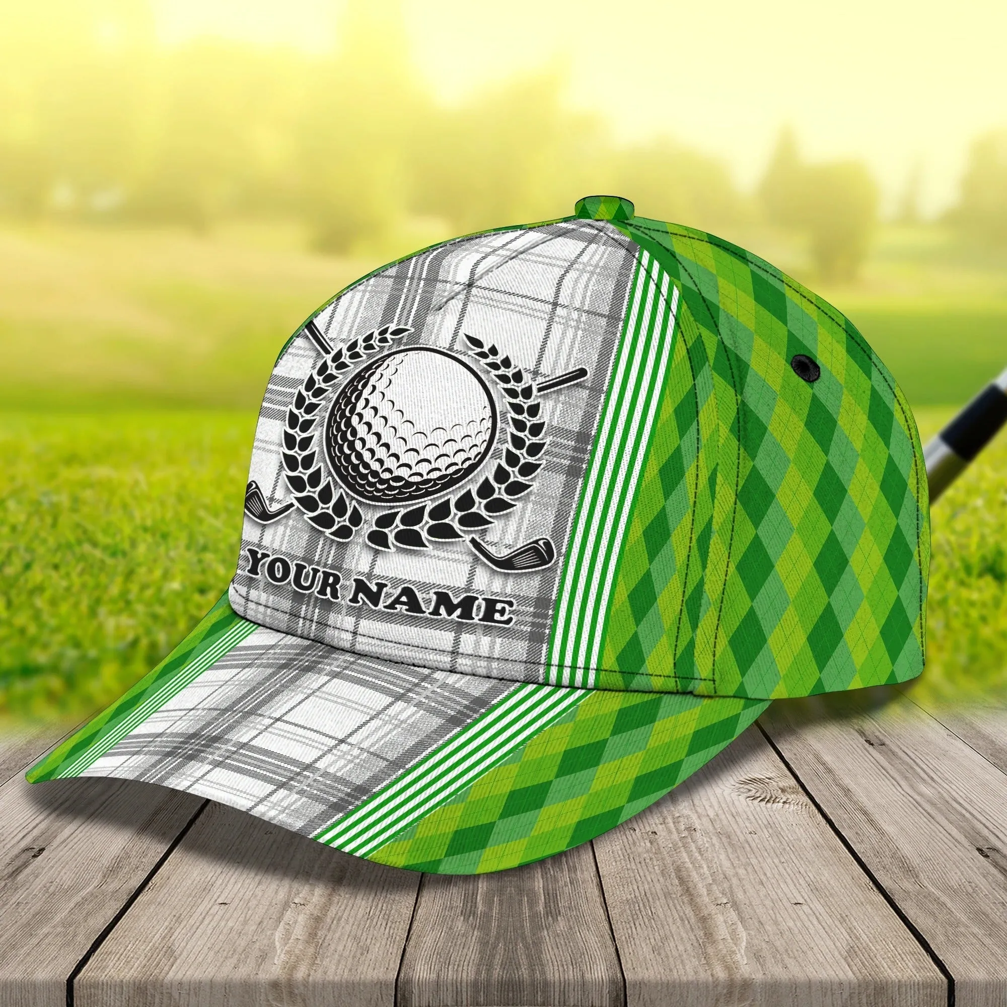 Custom Name Green Cap Golf Woman, Classic 3D Cap Hat For Golfer, Green Golf Cap Hat