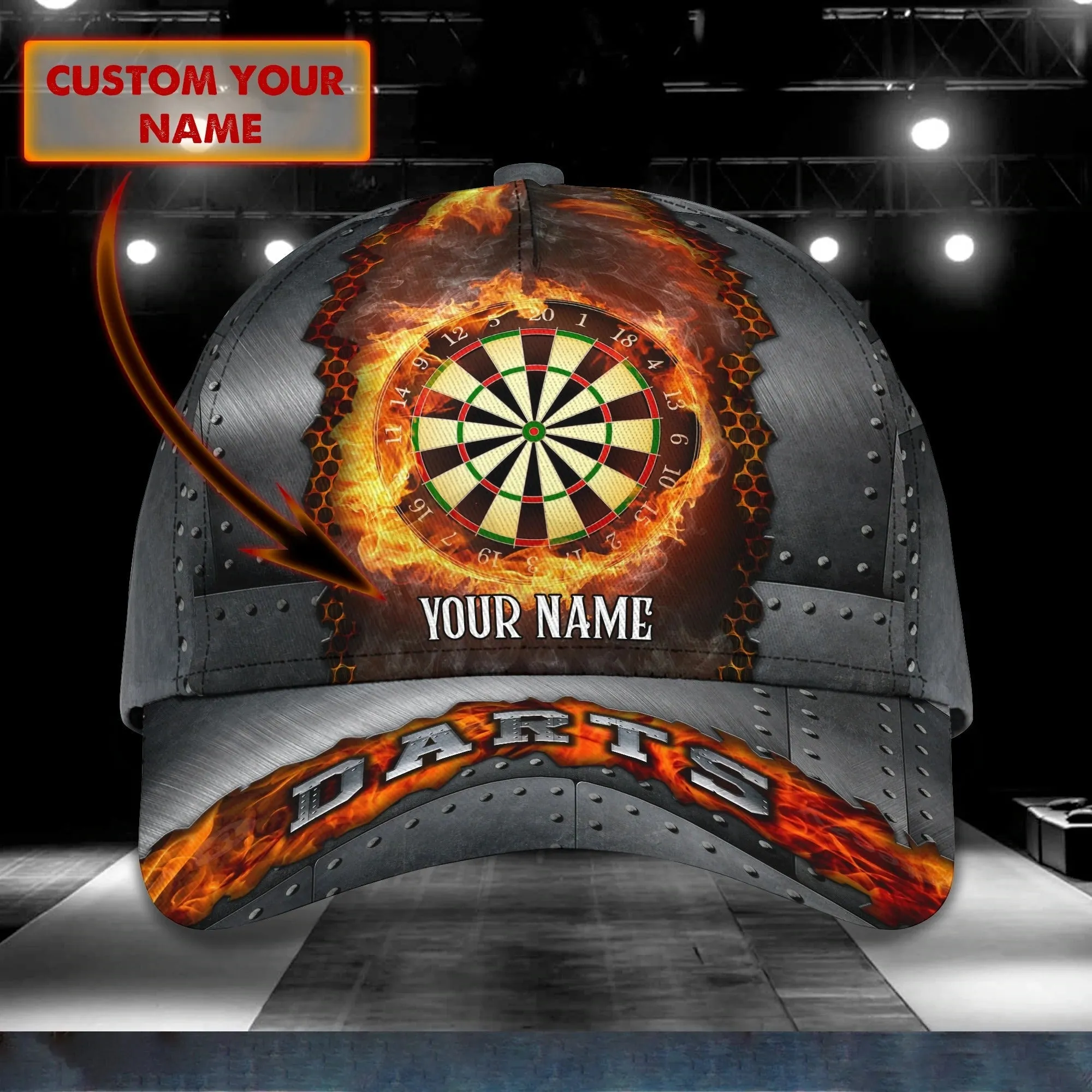 Custom With Name 3D Full Print Baseball Darts Cap, Classic Cap For Darter, Dart Lover Present Birthday Gift Darter