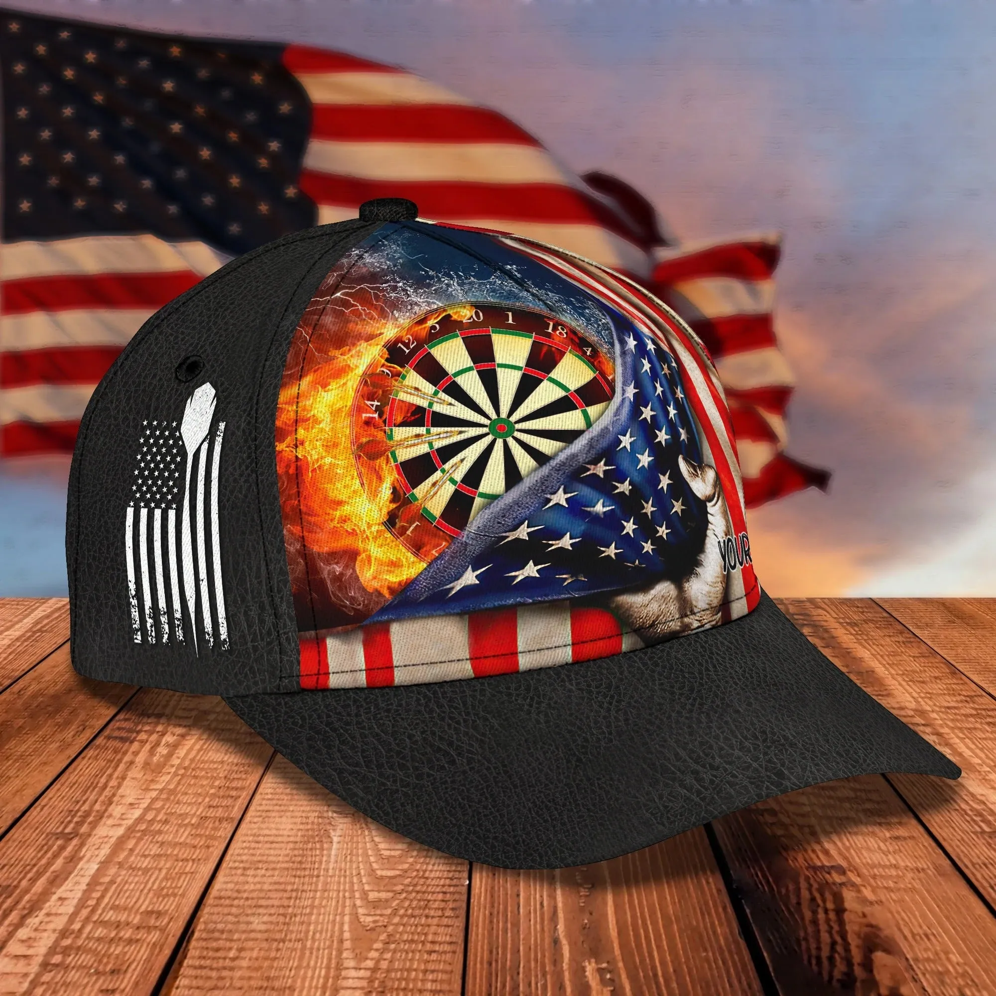 Custom With Name 3D Full Print Baseball Darts Cap, Classic Cap For Darter, Dart Lover Present Birthday Gift Darter