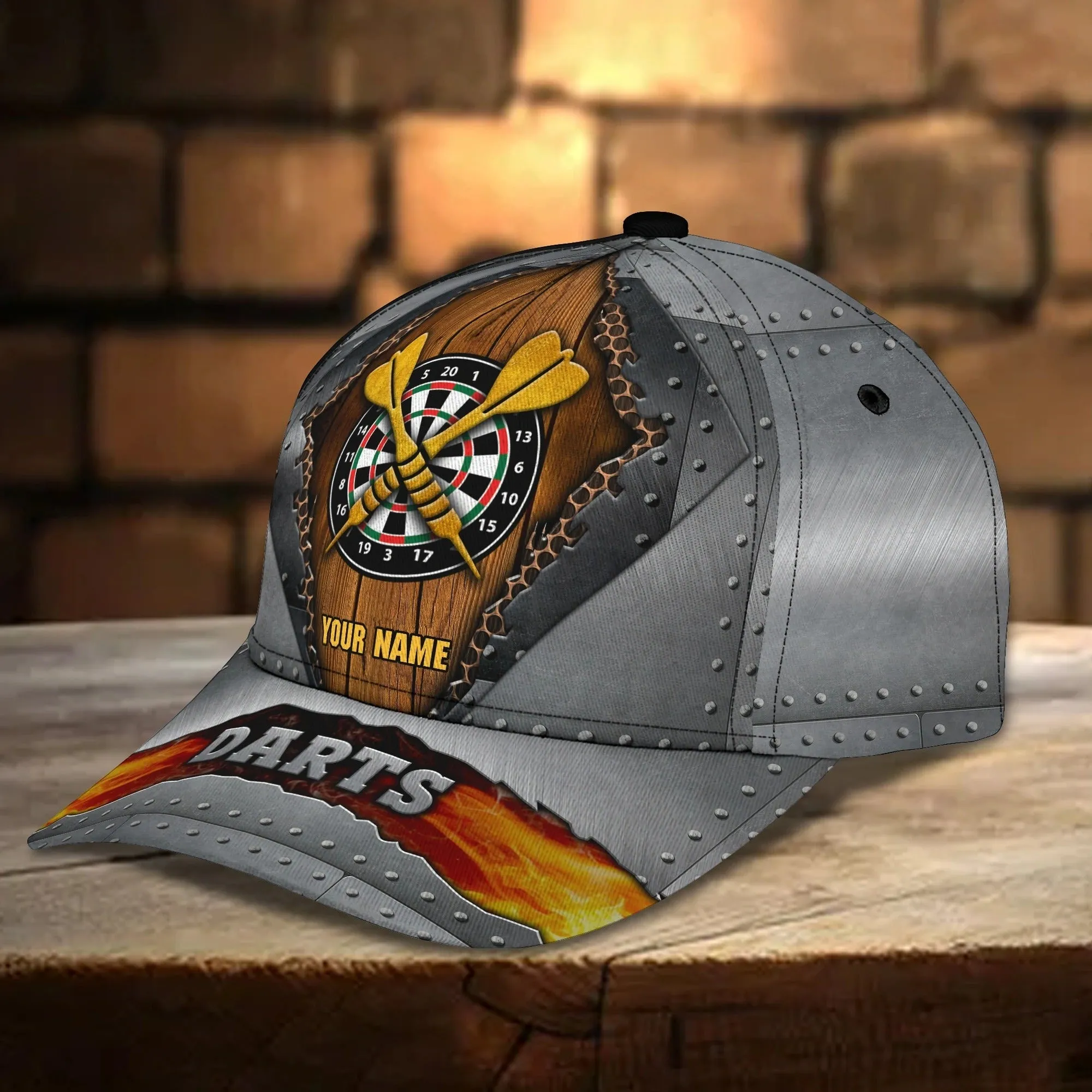 Custom With Name 3D Full Print Baseball Darts Cap, Classic Cap For Darter, Dart Lover Present Birthday Gift Darter