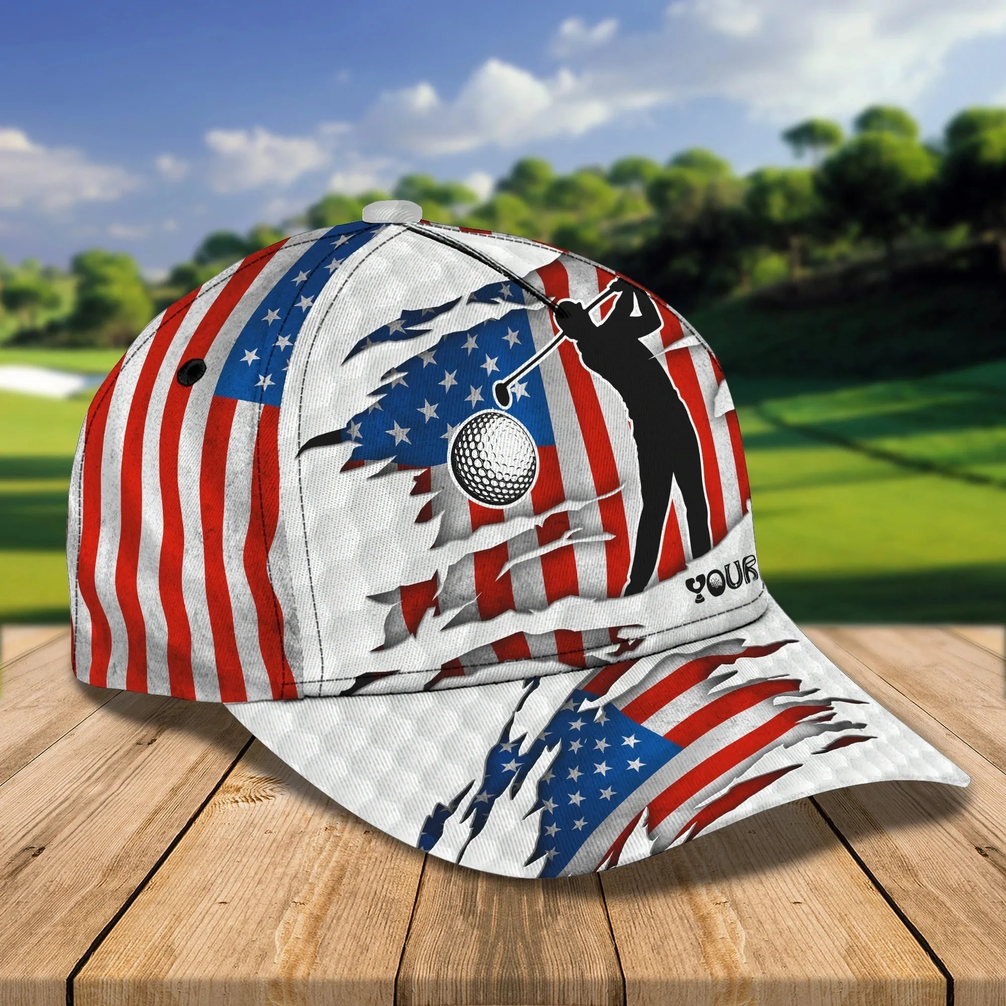 Custom With Name Baseball Cap For Golfer, I Like Golf And Guitar 3D Cap Hat, Golf Hat Mens