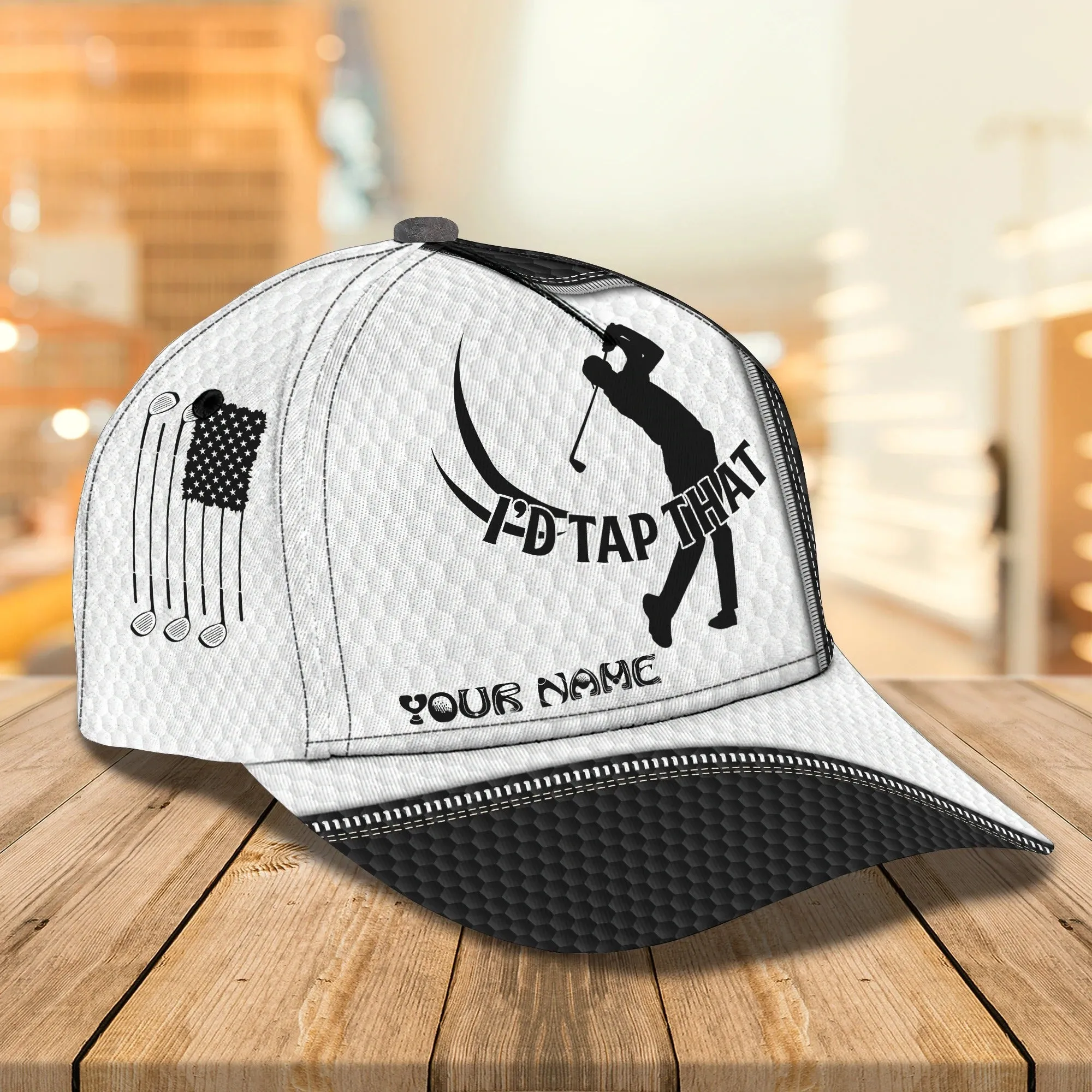 Customized 3D Full Printed Mens Golf Cap, Classic 3D Cap For Golfer, Nice Short I Love Golf Hat, Golf Cap