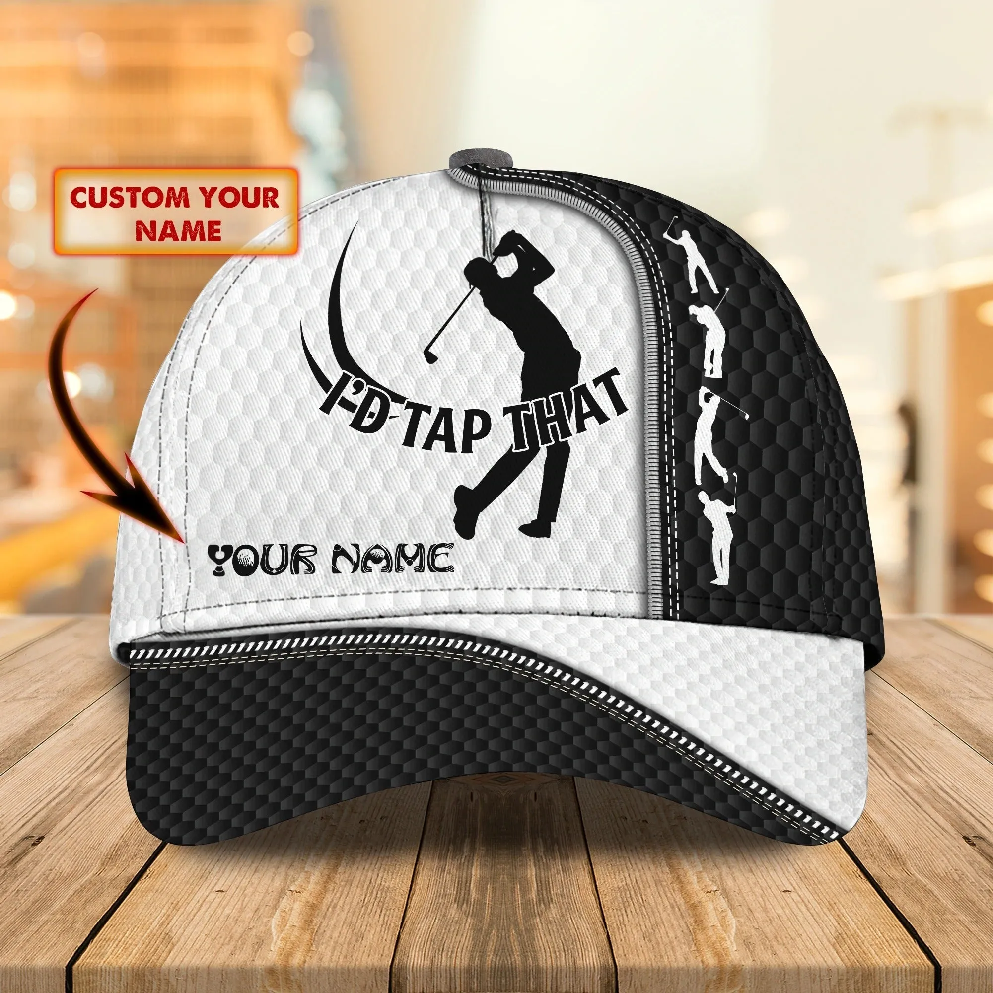 Customized 3D Full Printed Mens Golf Cap, Classic 3D Cap For Golfer, Nice Short I Love Golf Hat, Golf Cap