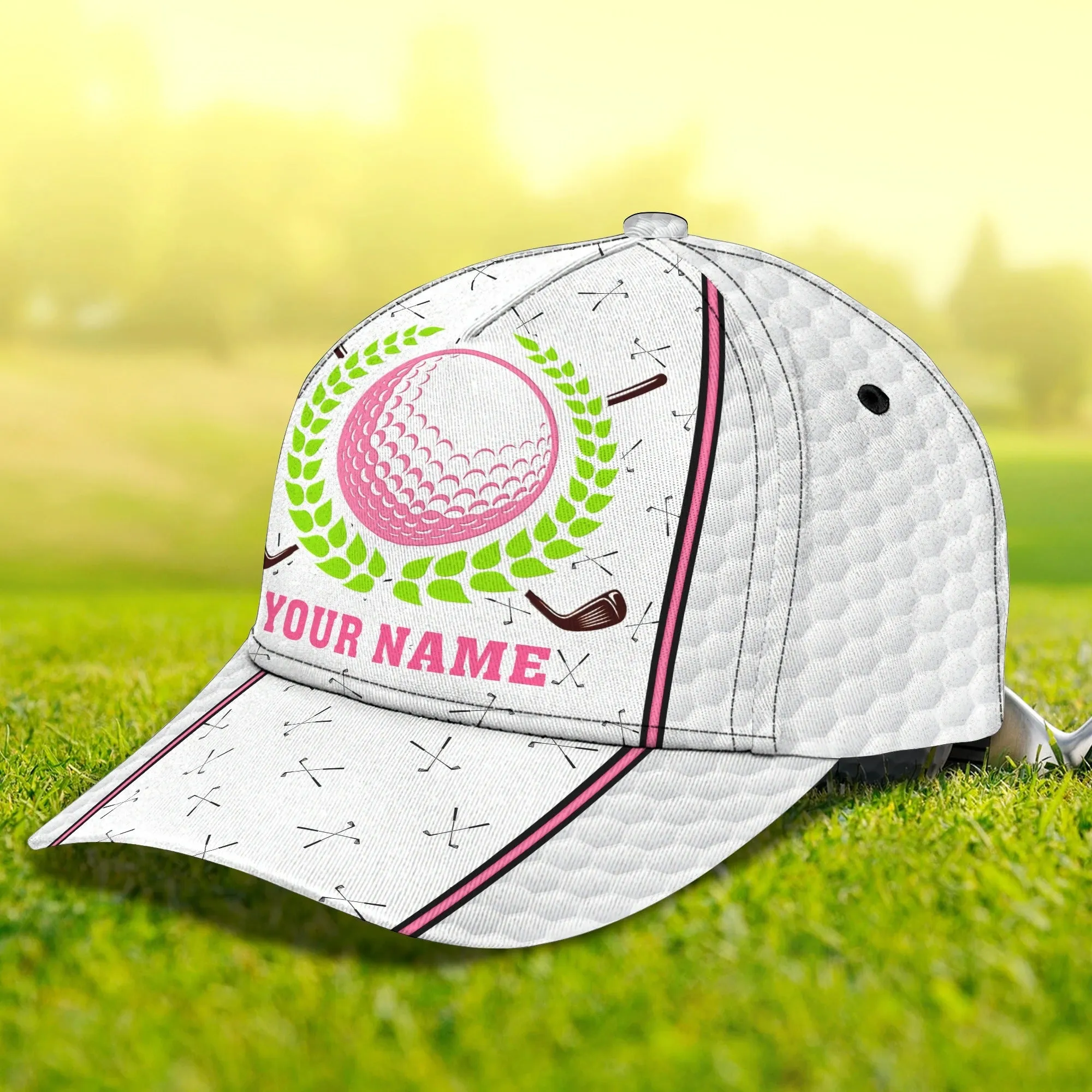 Customized White Green Golf Cap Hat For Girl, Queen Of The Green Cap Golfer Gift, Golfer Gifts