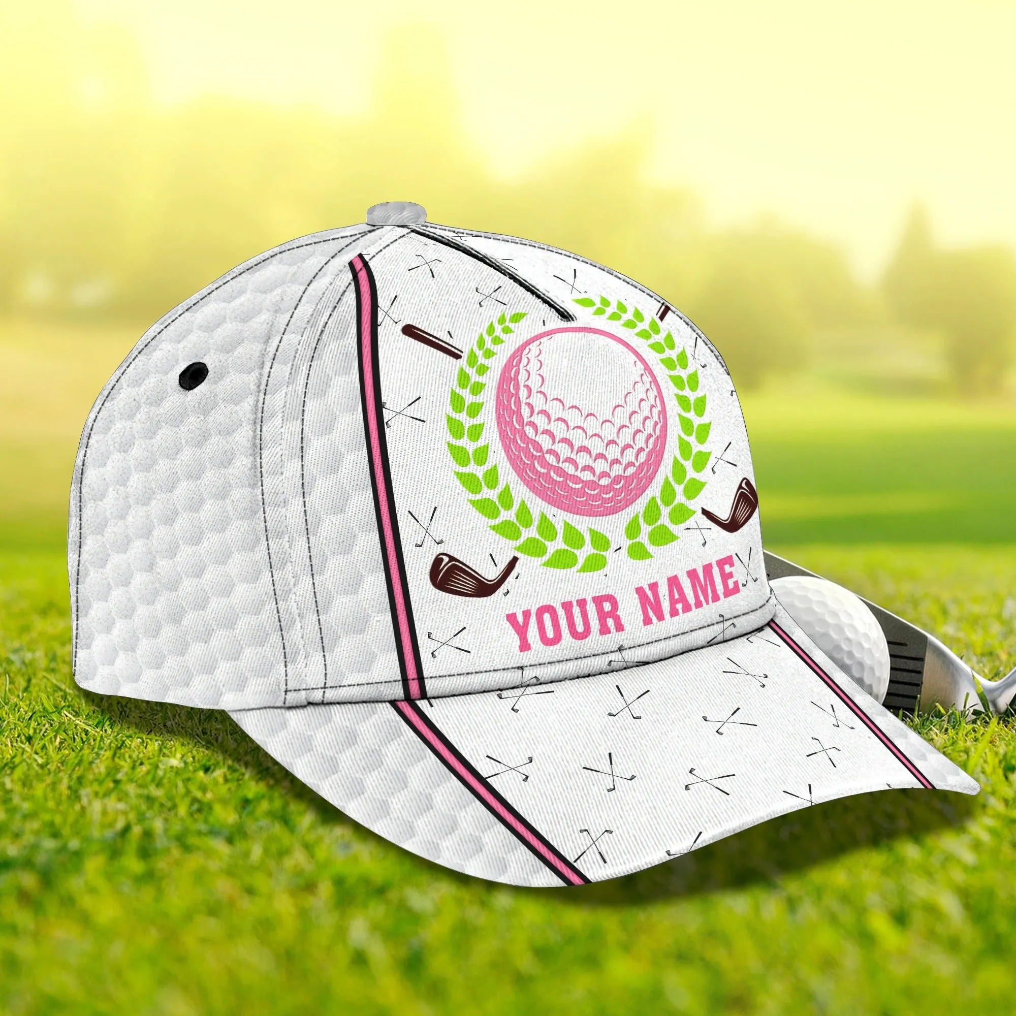 Customized White Green Golf Cap Hat For Girl, Queen Of The Green Cap Golfer Gift, Golfer Gifts