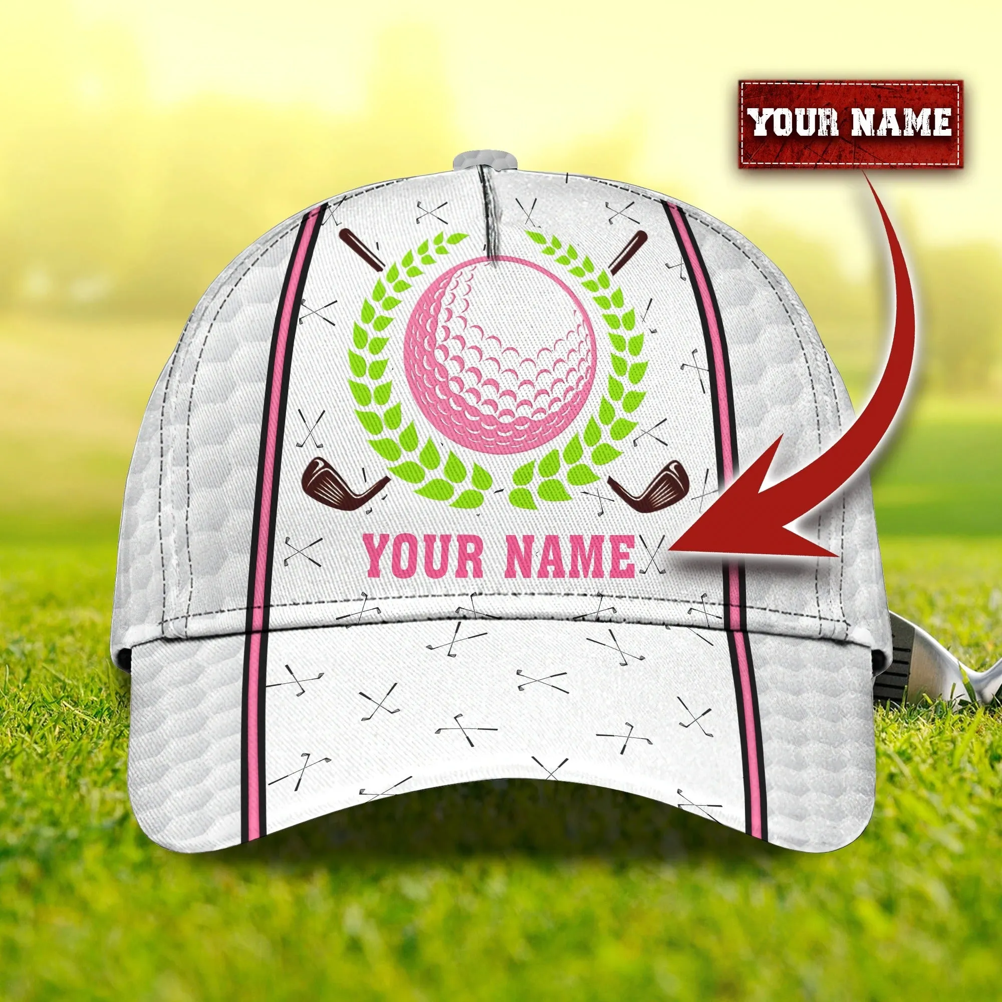 Customized White Green Golf Cap Hat For Girl, Queen Of The Green Cap Golfer Gift, Golfer Gifts