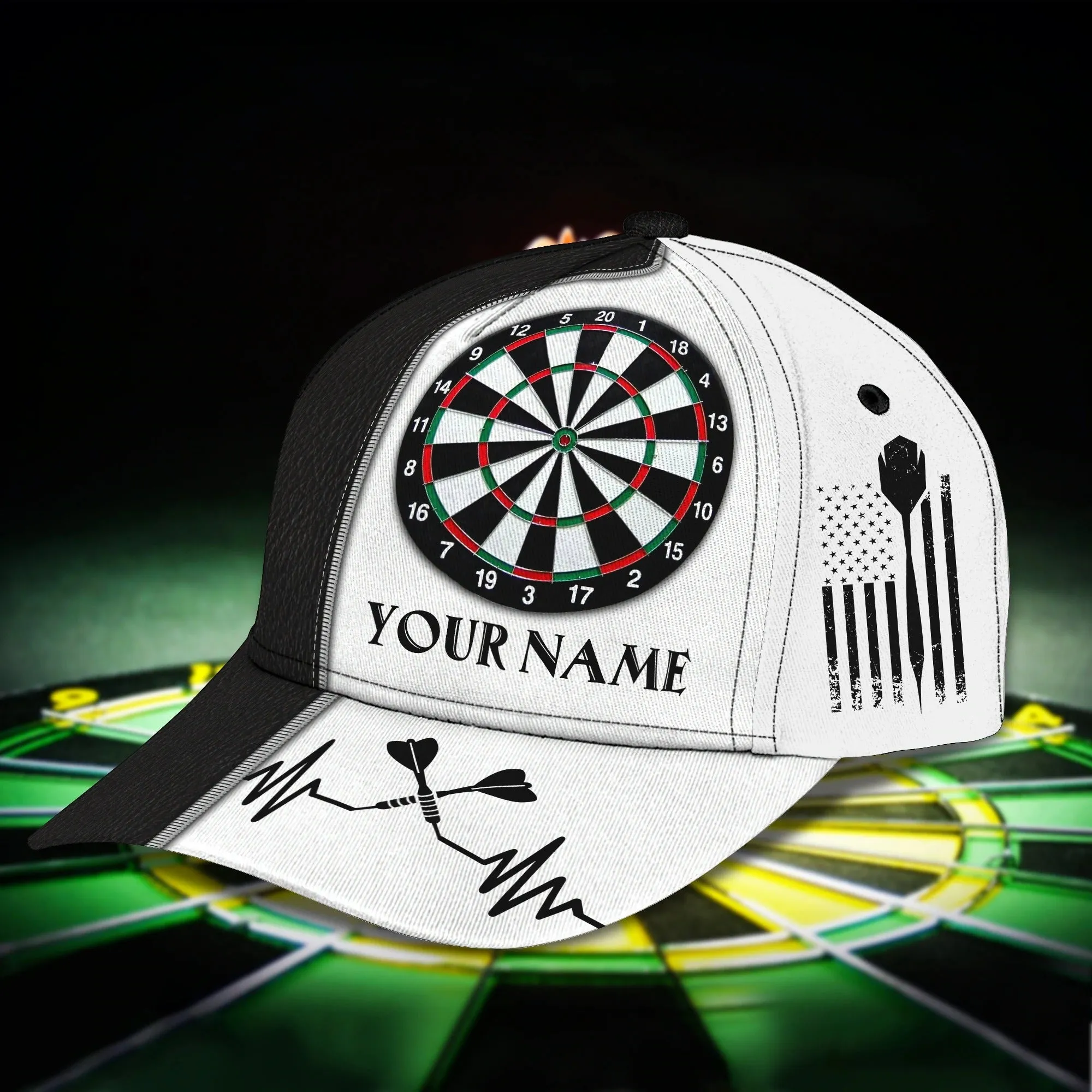 Customized With Name 3D Dart Caps, Dart Lover Gifts, Dart Hat Dart Cap For Dart Players