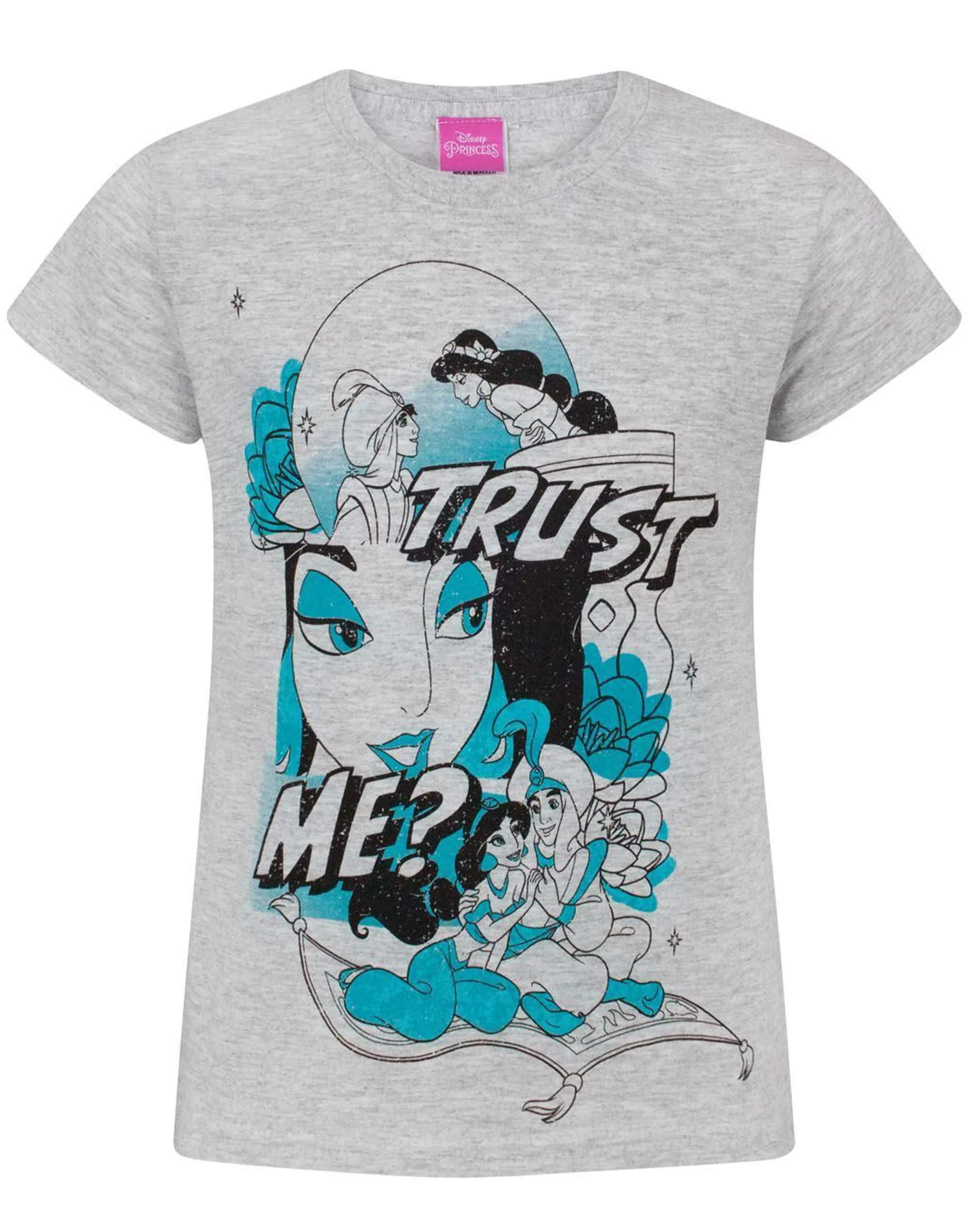 Disney Aladdin, Jasmine Girls Grey Short Sleeved T-Shirt